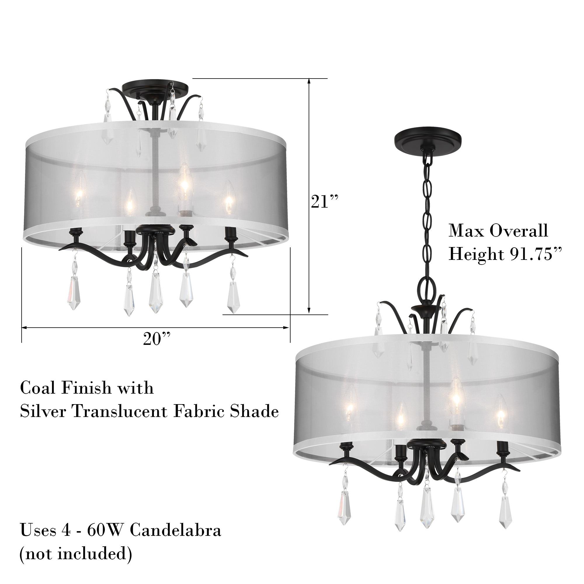 4443-66A-Minka Lavery-Laurel Estate - 4 Light Convertible Foyer-19.13 Inches Tall and 20 Inches Wide-Coal Finish    -Traditional Installation
