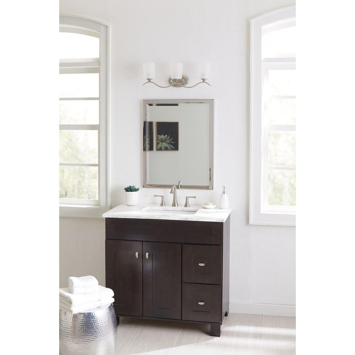 Progress Lighting Inspire 3-Light Wall Light, Brushed Nickel, Etched Glass Shade