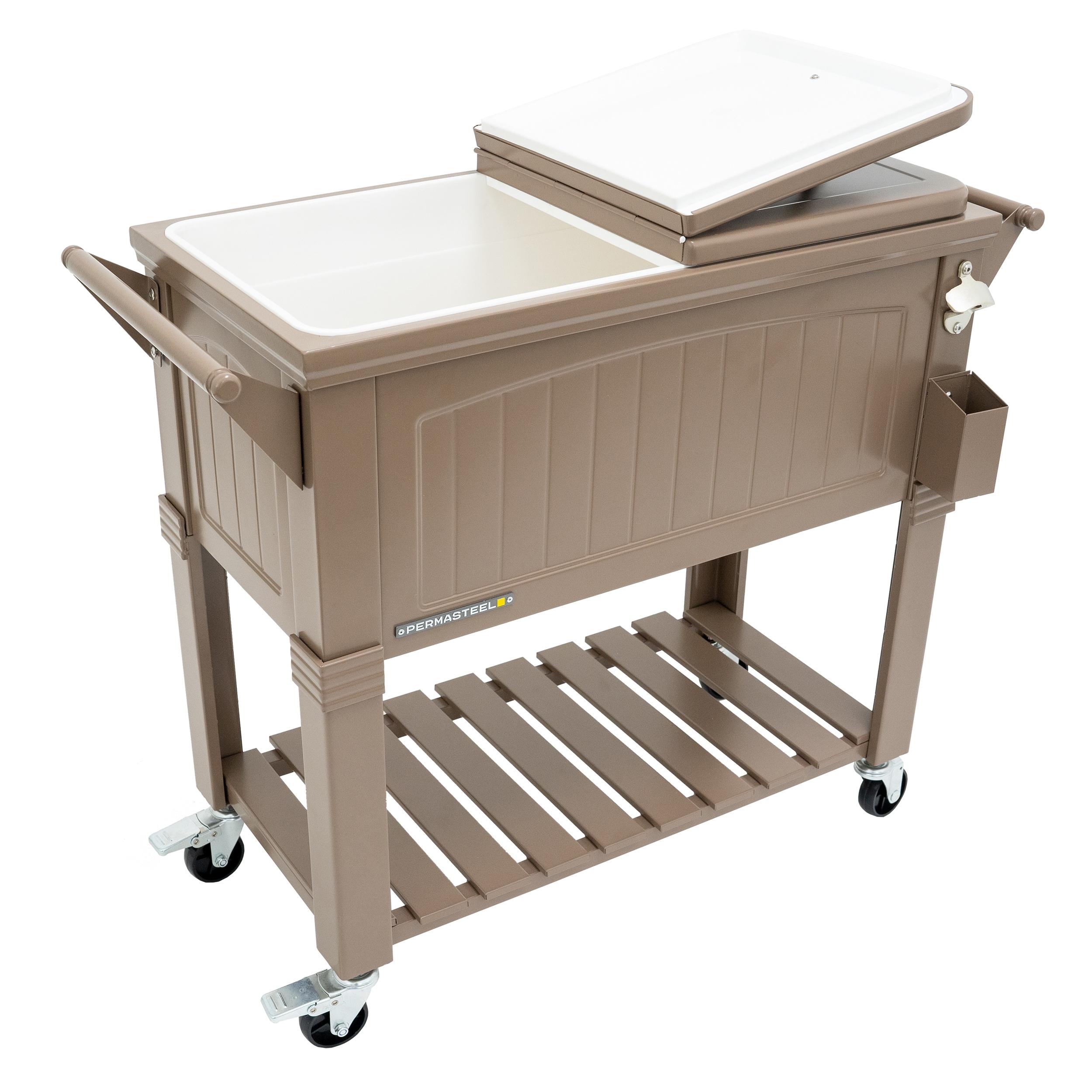 Permasteel 80 Qt. Furniture Style Rolling Patio Cooler
