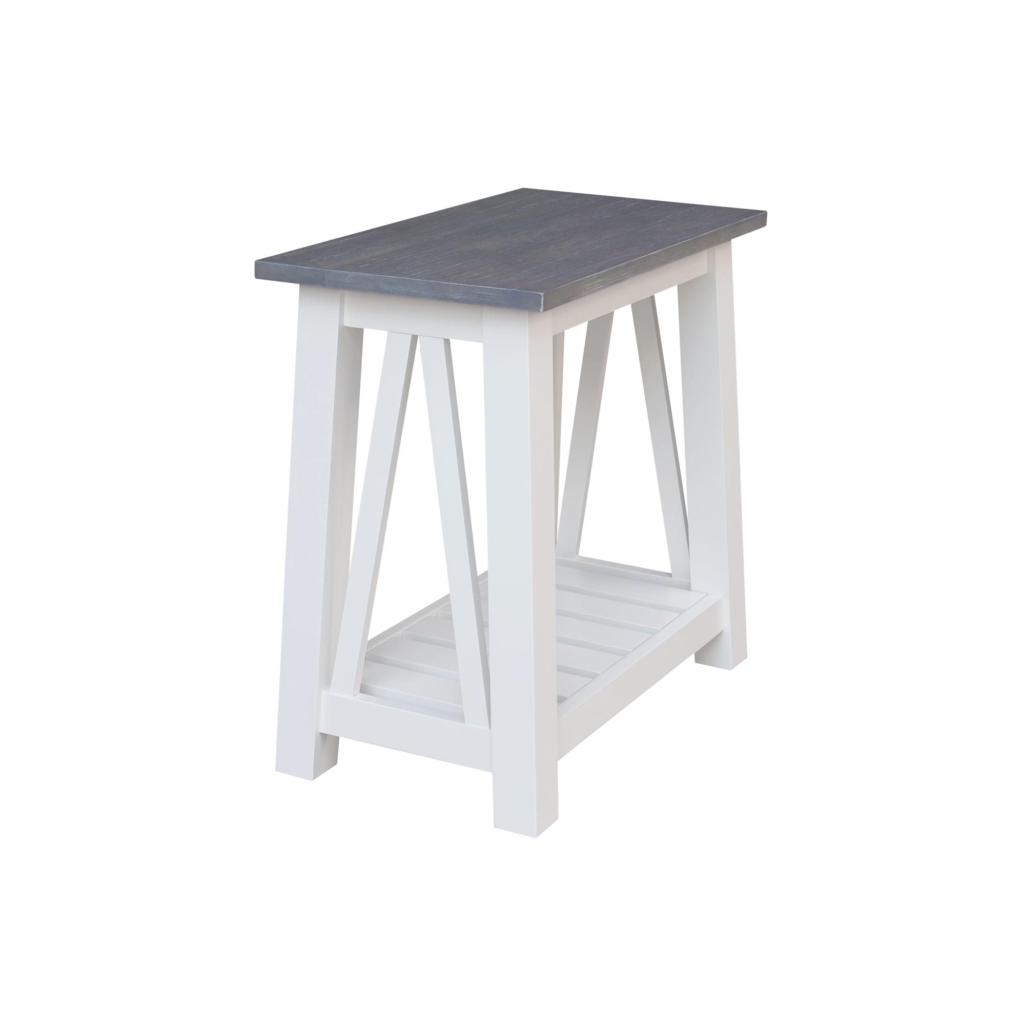 Surrey Side Table White/Heather Gray - International Concepts: Hardwood, Narrow, Fixed Shelf