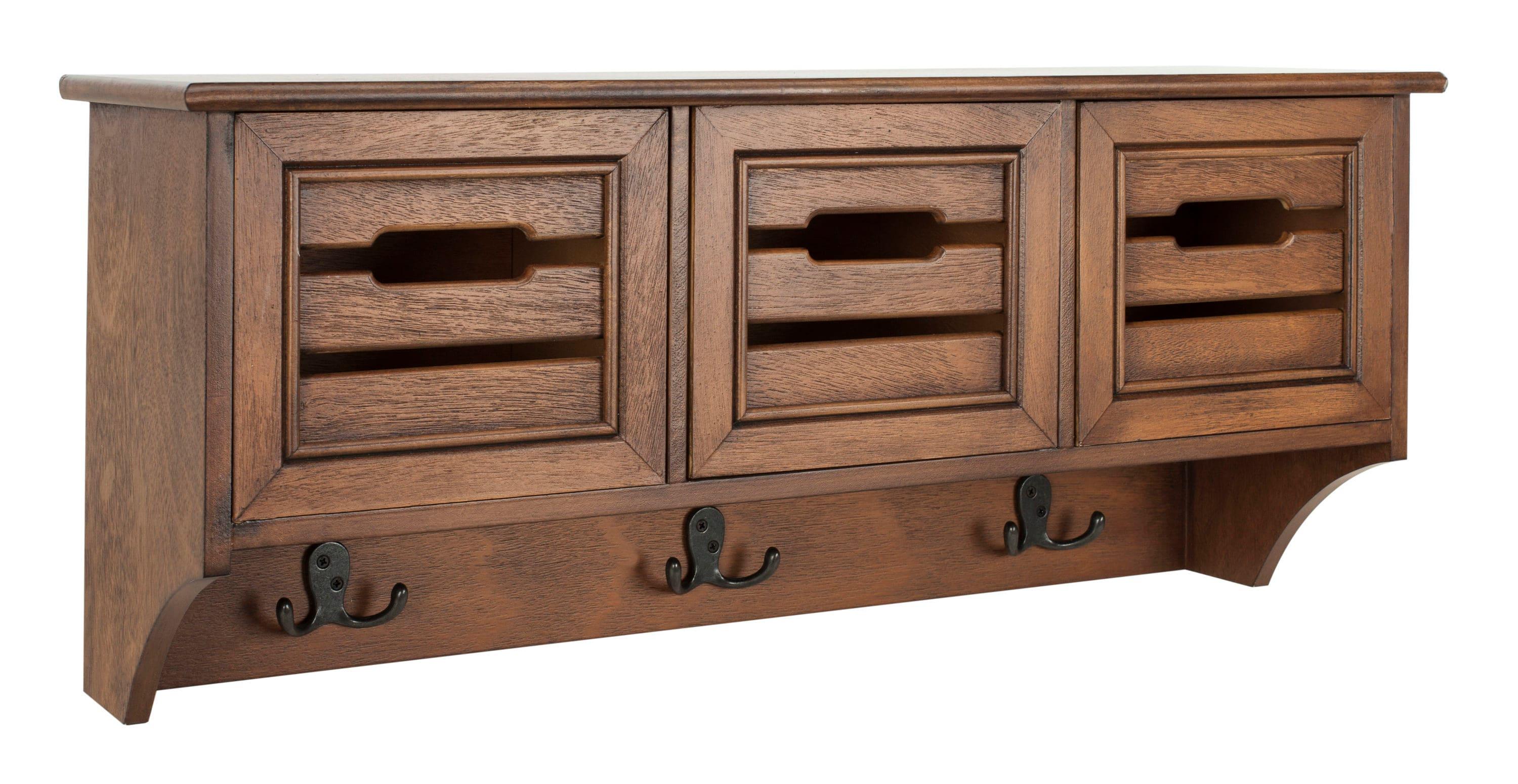 Leon Hanging 3 Drawer Wall Rack - Honey - Safavieh