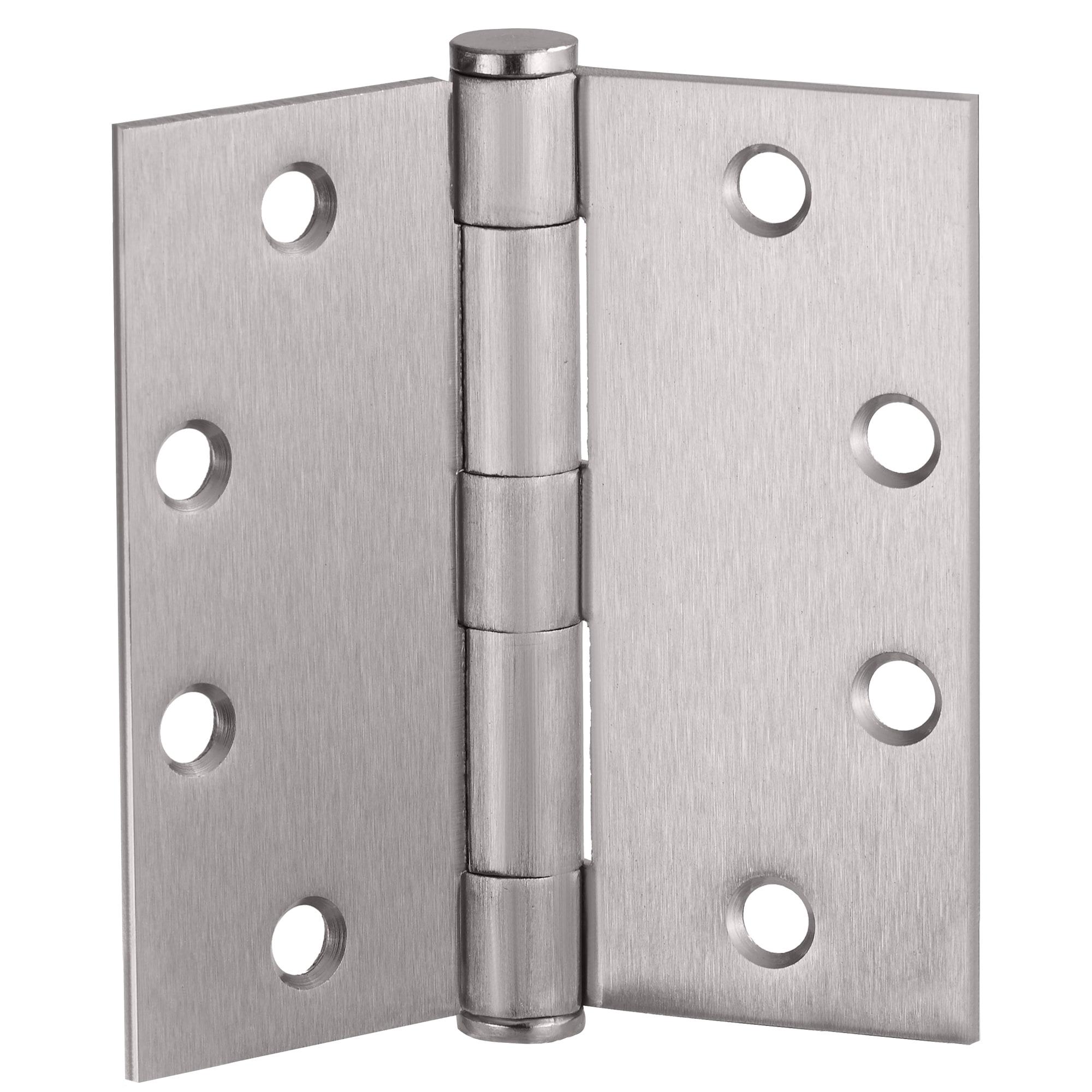 Satin Nickel 4.5-inch x 4.5-inch Square Steel Door Hinges 12-Pack