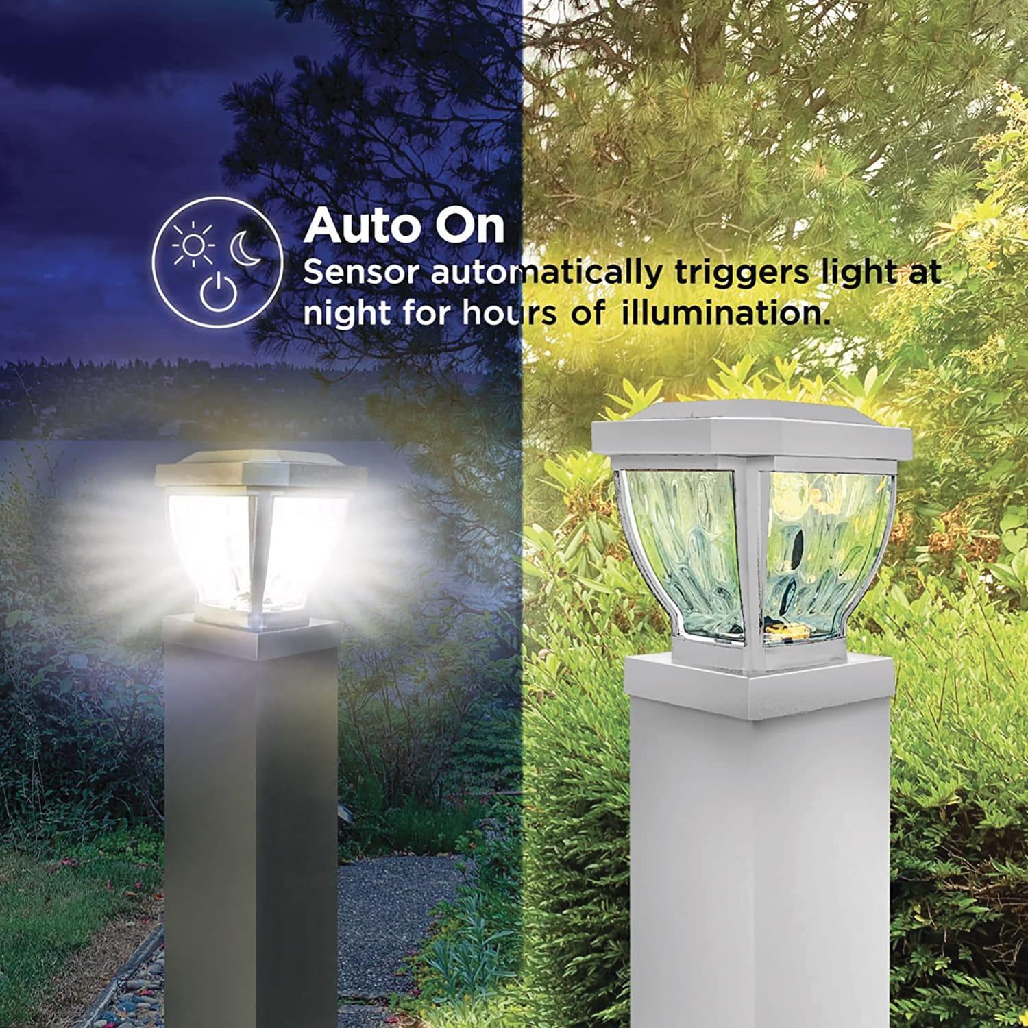 Home Zone Security® 12-Lumen-Each 4 x 4 Solar LED Post Cap Lights (White)