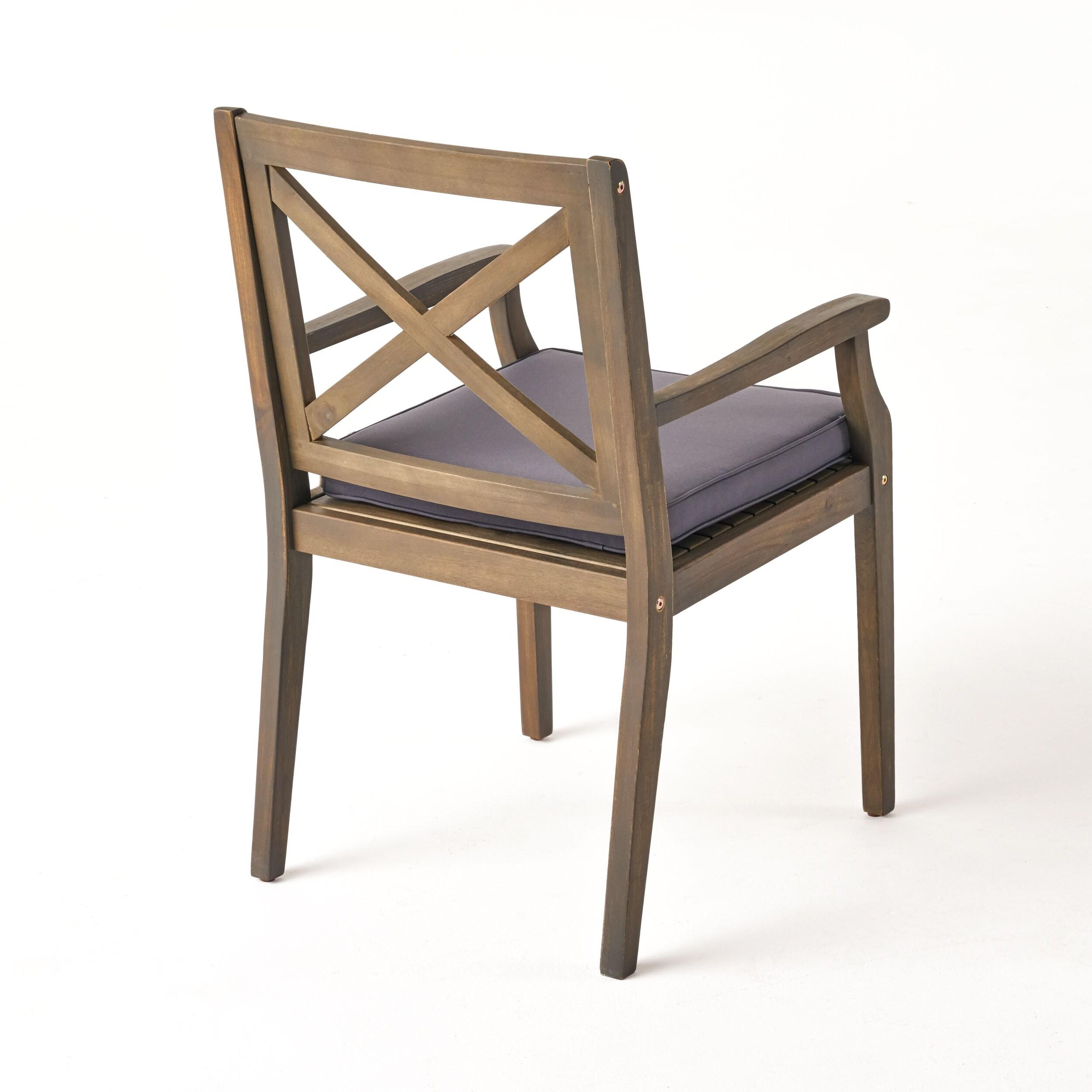 Gracie Oaks Outdoor Acacia Wood Patio Armchair,for Backyard, Poolside, Garden (Set of 2)