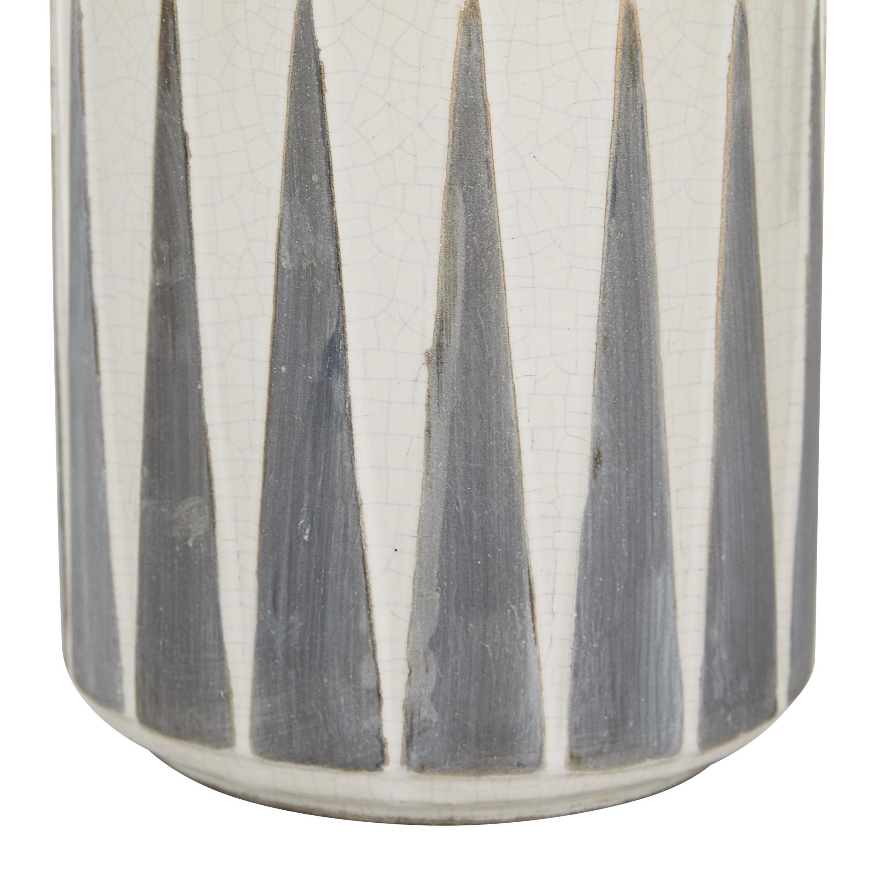 Ceramic Decorative White Vase with Triangle Patterns