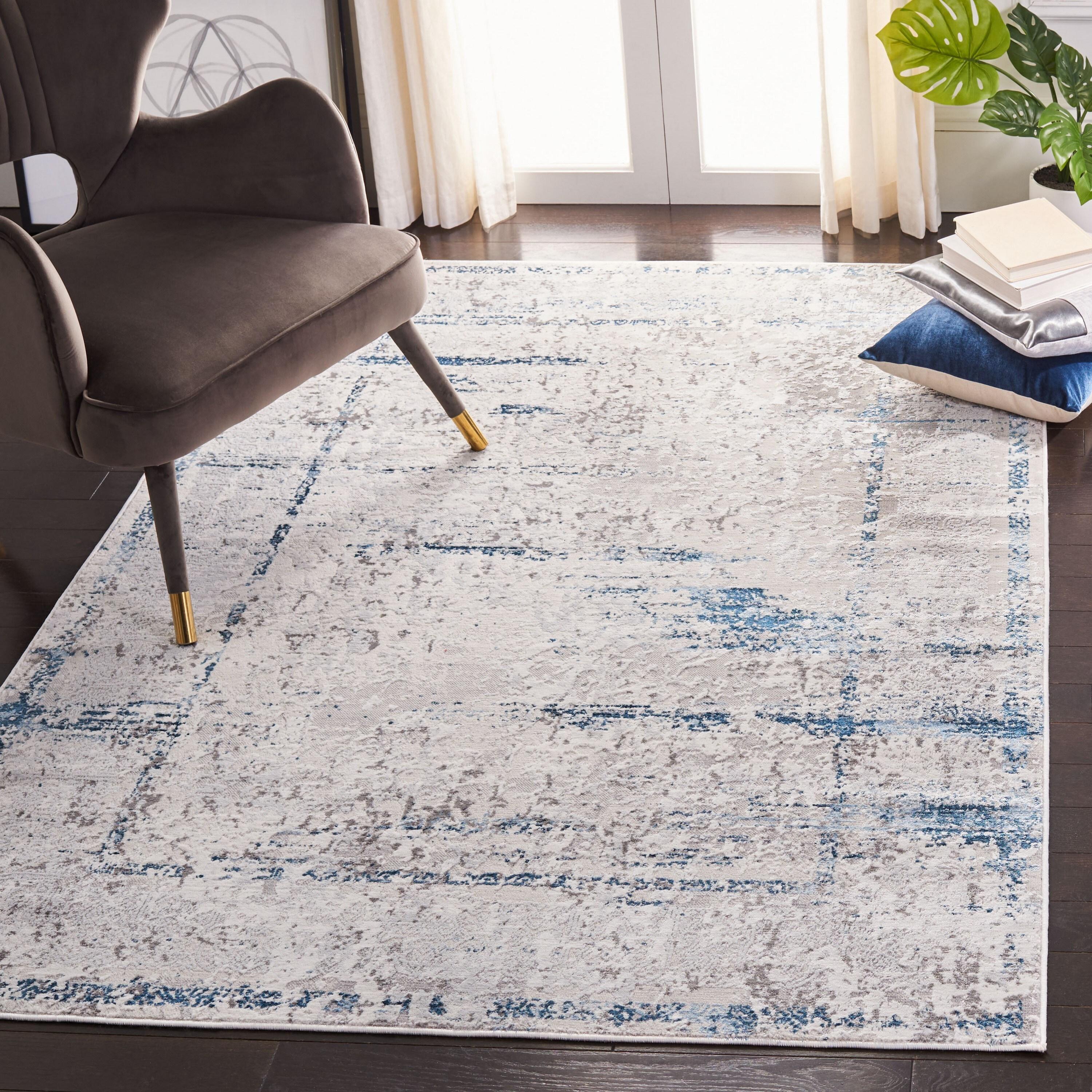 Amelia ALA207 Machine Made Indoor Area Rug - Grey/Blue - 4'-5"x6'-5" - Safavieh
