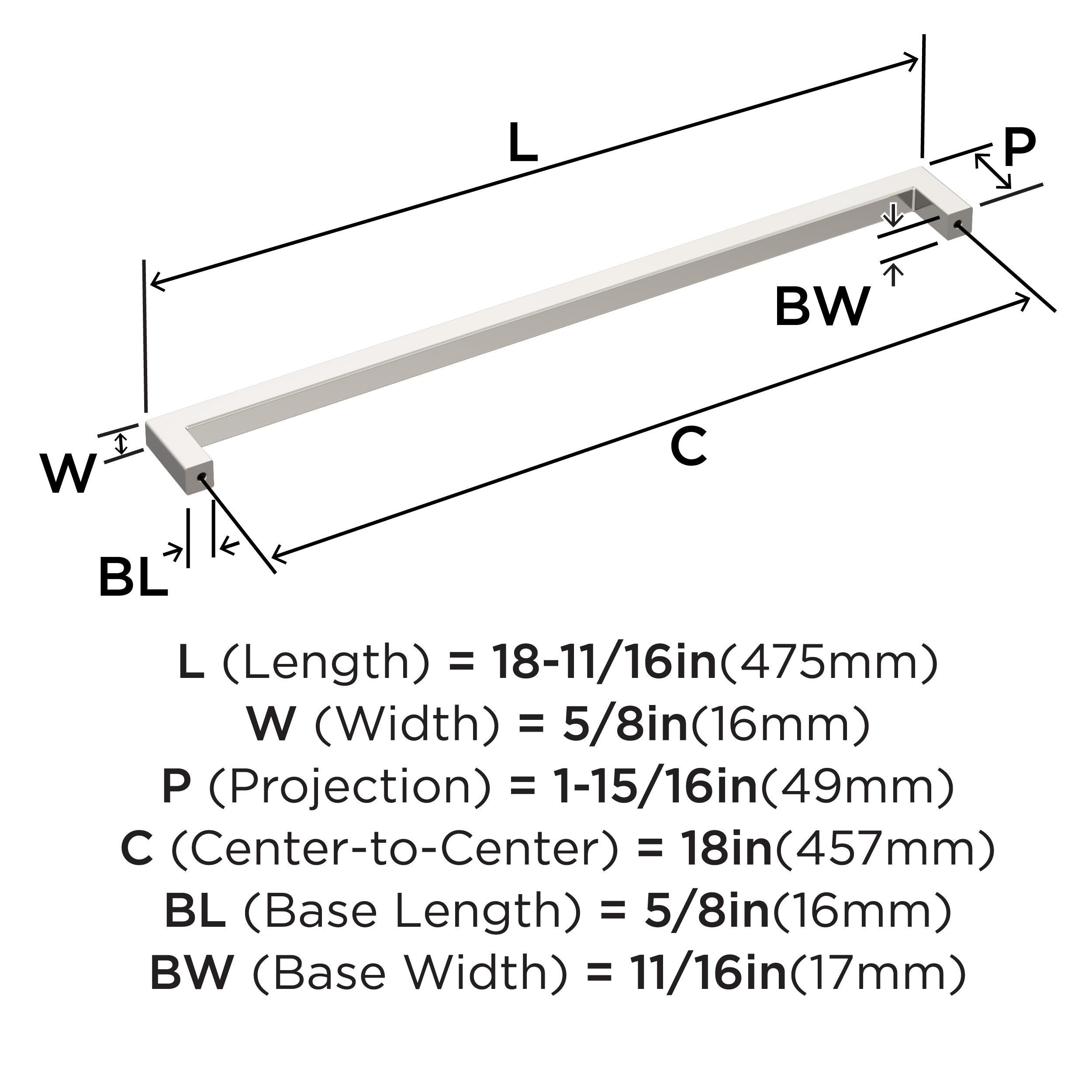 Amerock Monument 18 inch (457mm) Center-to-Center Polished Nickel Appliance Pull