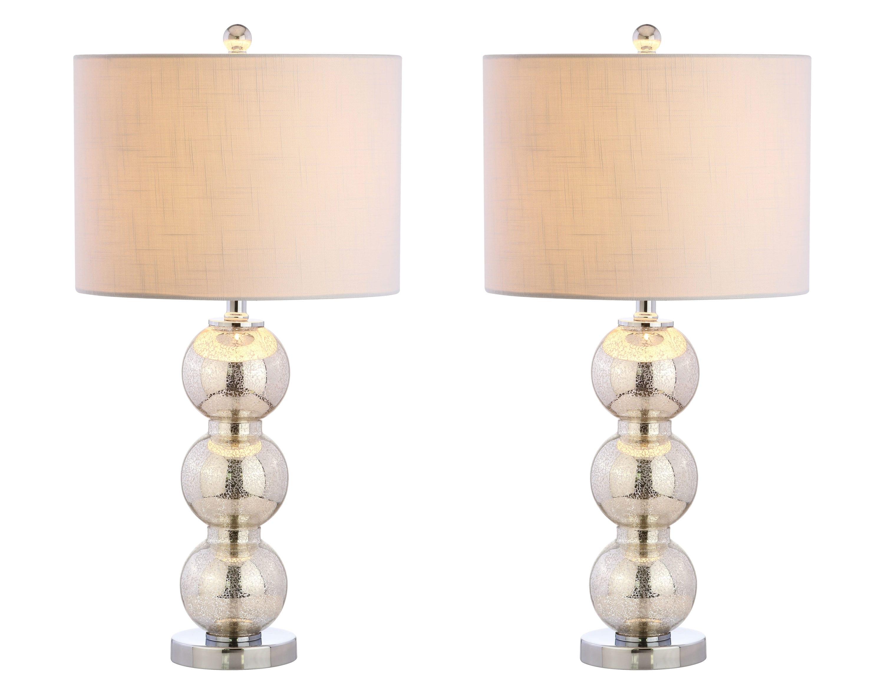 Rosdorf Park Led Table Lamps Set Of 2 - Contemporary Triple Glass Sphere Design, Mercury Silver/Chrome Finish