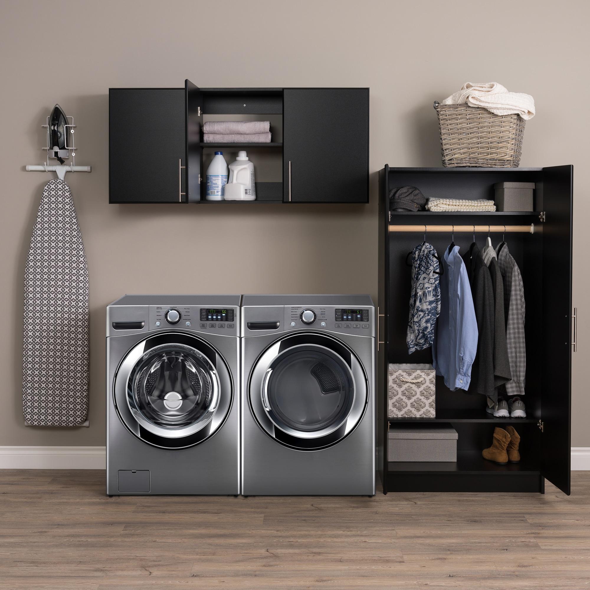 54" Elite Wall Cabinet Black - Prepac: Modern Laminated Storage, HangUps Collection, 2 Adjustable Shelves