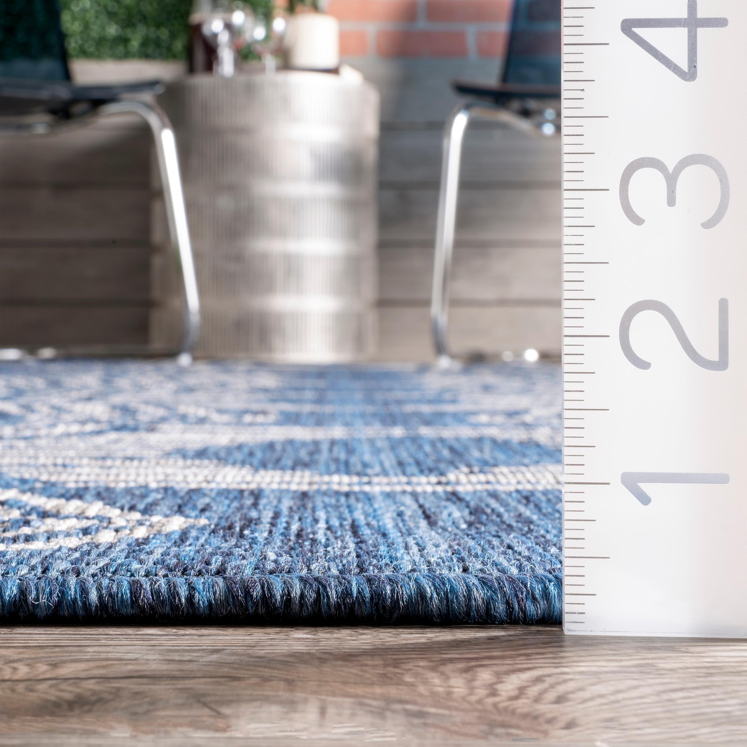 nuLOOM Ranya Tribal Indoor/Outdoor Blue 9' 6" x 12' Casual Area Rug