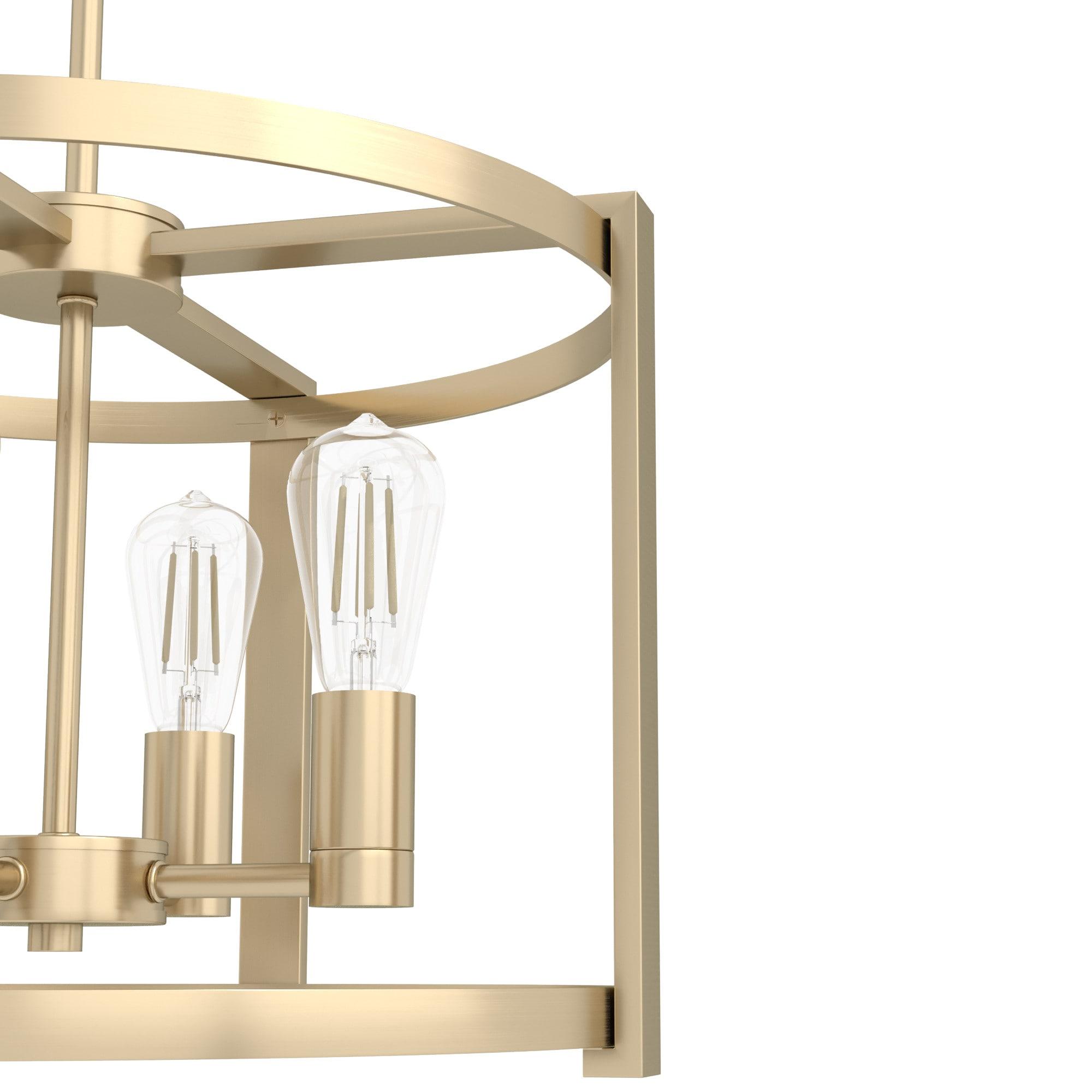 Hunter - Astwood 4-light Alturas Gold, Medium Size Chandelier, Dimmable, Caged Style, Drum Shaped, for Bedrooms, Kitchens, Dining, Living Rooms - 19958