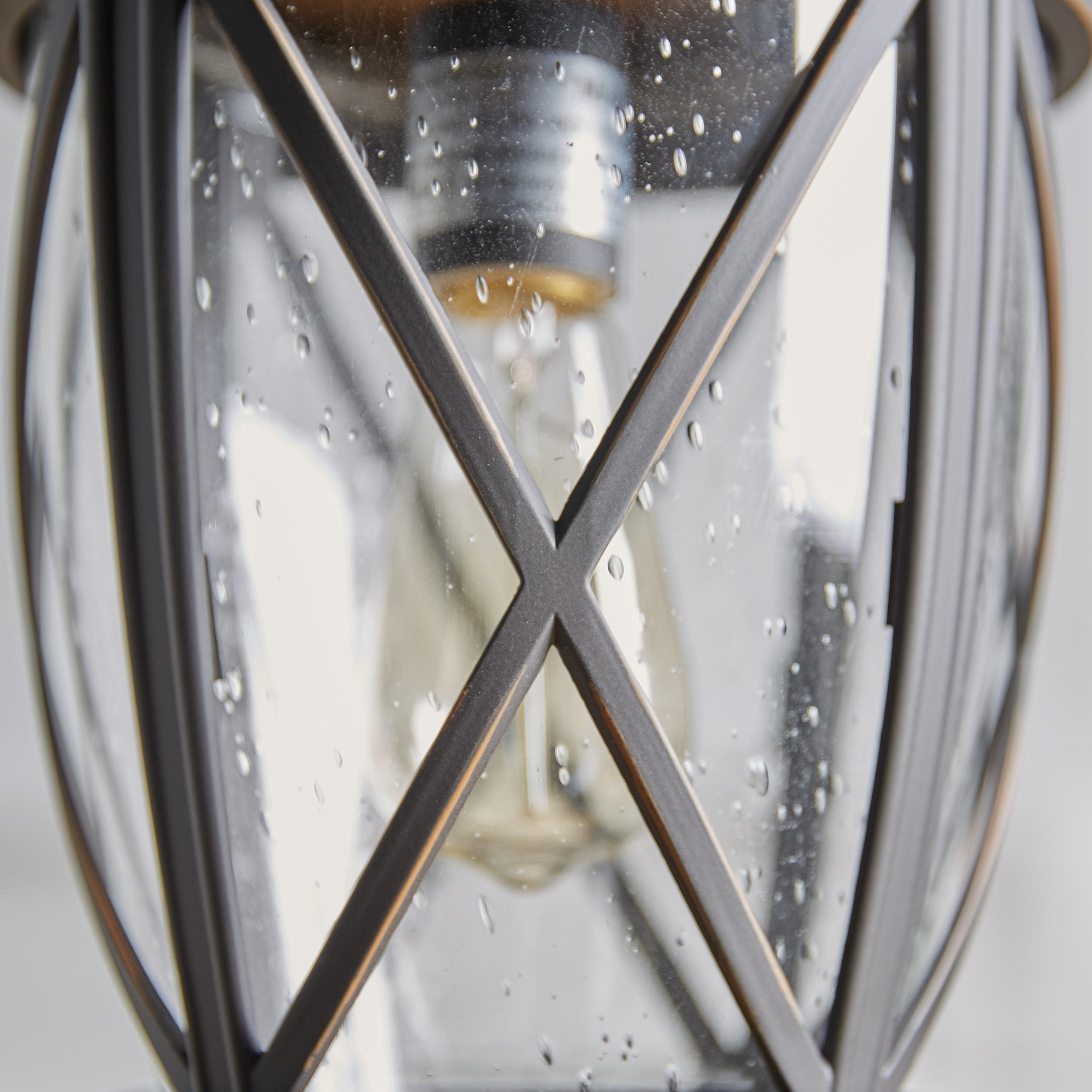 allen + roth Castine Bronze Craftsman Seeded Glass Lantern Led Medium Outdoor Hanging Pendant Light