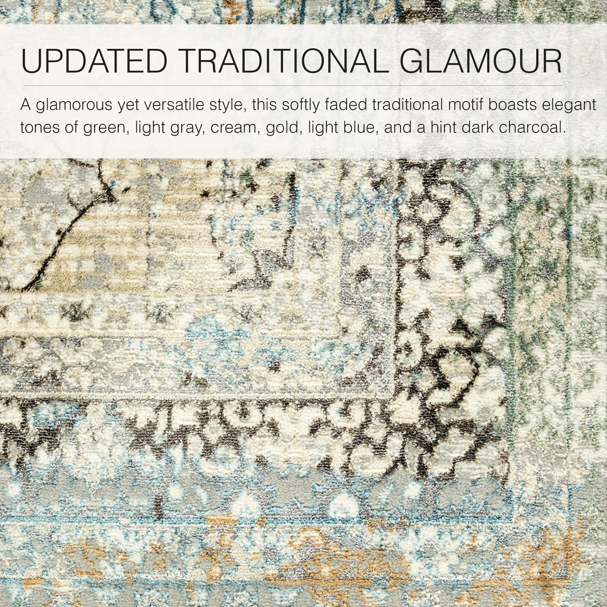 Jaipur Living Melo 9 x 12 (ft) Loomed Polyester Green/Light Gray Rectangular Indoor Medallion Global Area rug