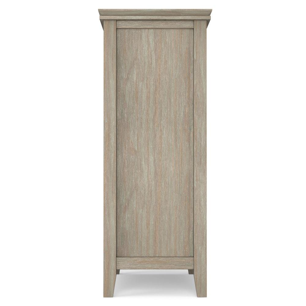 Simpli Home Artisan 38"W Solid Wood 4-Shelf Medium Storage Cabinet with Glass Doors and Adjustable Shelves