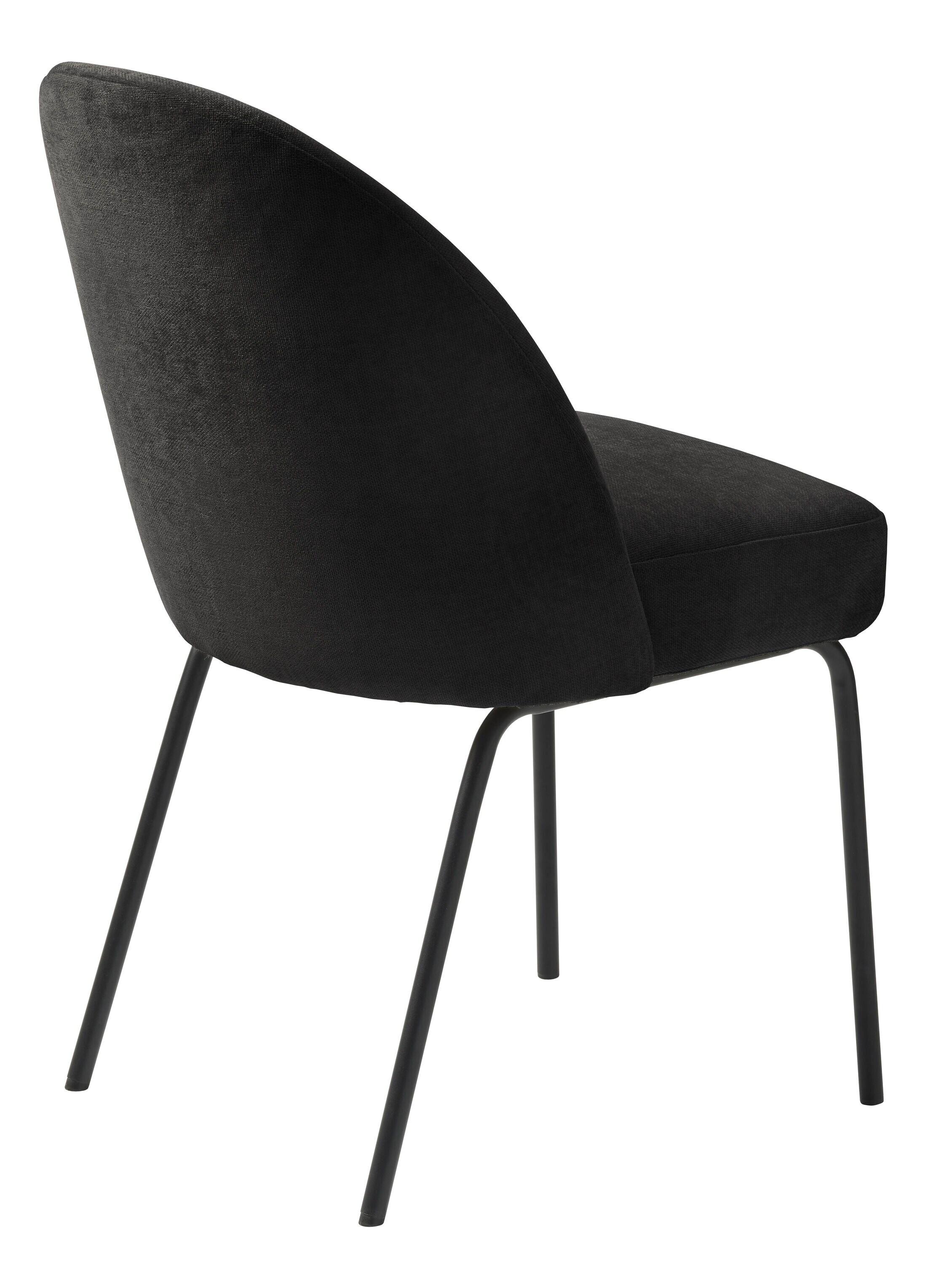 Unique Furniture Chenille Fabric Dining Chair in Charcoal/Black (Set of 2)