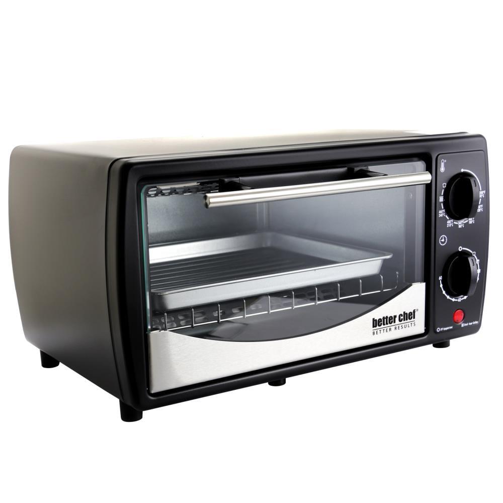 Better Chef 9 Liter Toaster Oven Broiler in Black With Stainless Stell Front