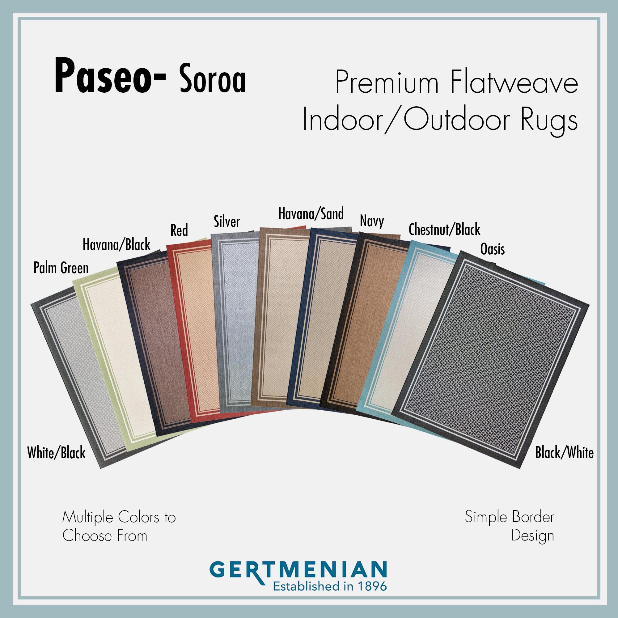 Gertmenian Paseo Soroa Palm Green/Beige Classic Border Indoor/Outdoor Flatweave Area Rug