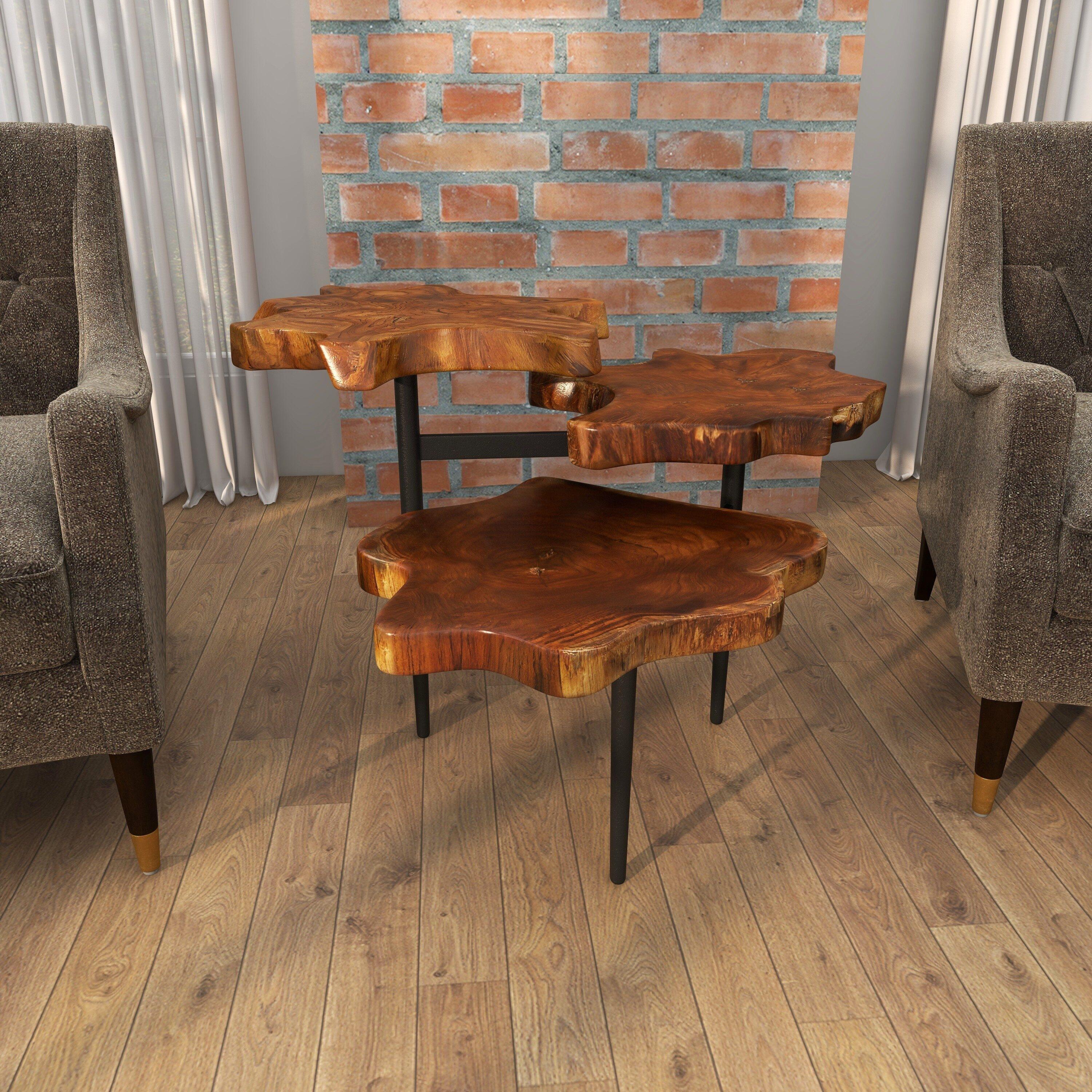 Rustic Teak Wood Accent Table Dark Brown - Olivia & May: Handcrafted, No Assembly Required