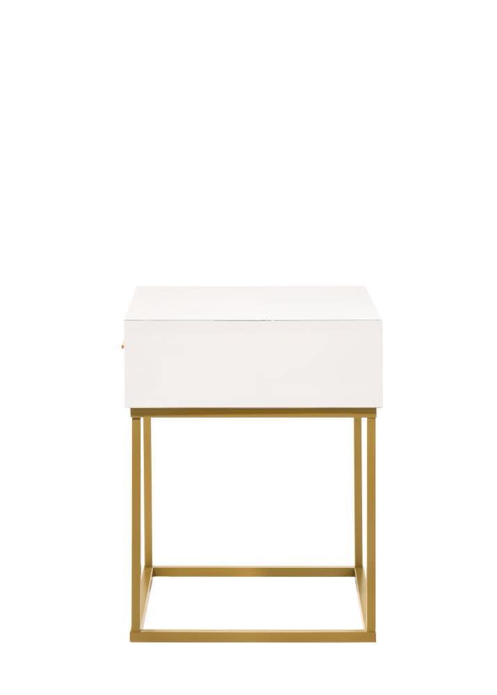 LuXeo LuXeo Catalina One Drawer Nightstand with Mustard Gold Legs
