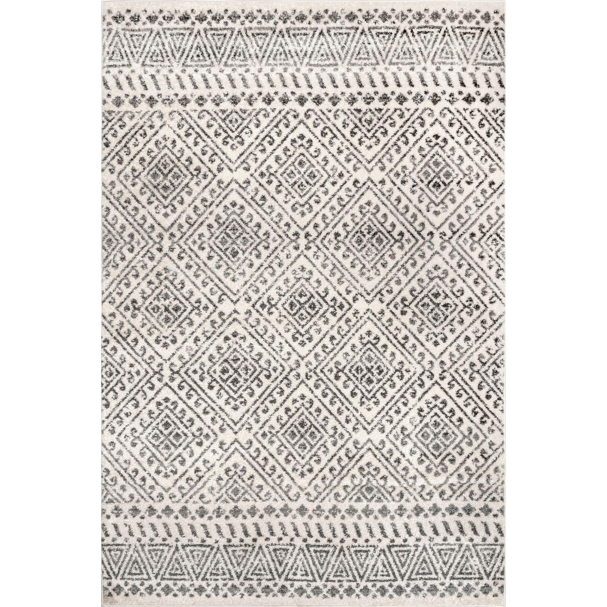 Nuloom Camila Geometric 7x9 Indoor Area Rug for Living Room Bedroom Dining Room Kitchen, Off White/Ivory