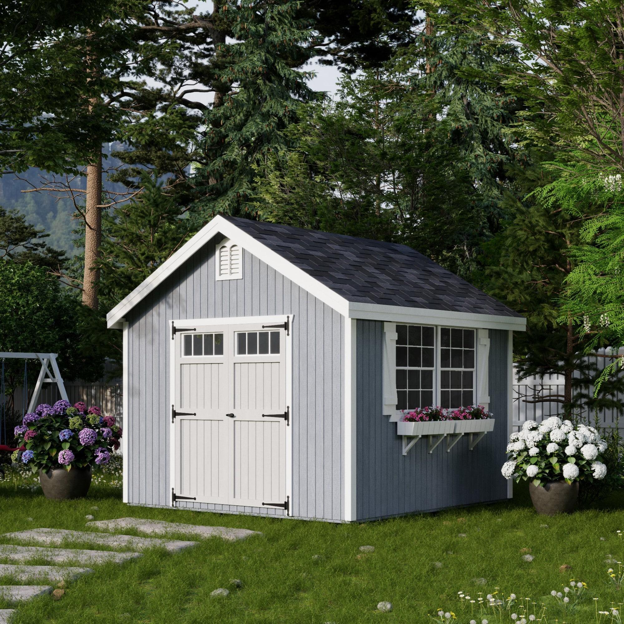 Little Cottage Co. 10x10 Colonial Williamsburg Shed with Operable Windows and Floor, Outdoor Wood Storage Do-It-Yourself Precut Kit