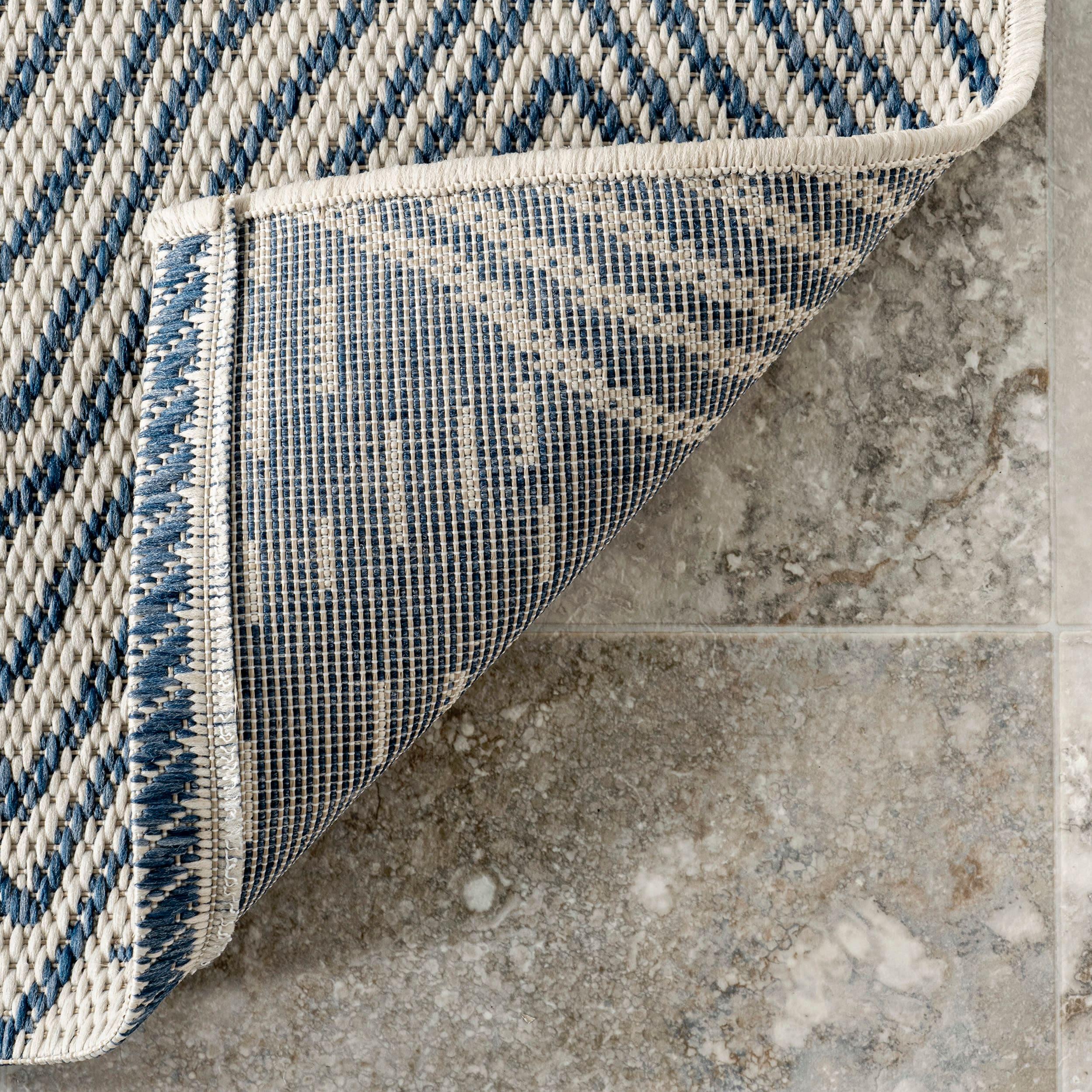 Nuloom Wavy Abstract 2x3 Indoor/Outdoor Accent Rug for Living Room Patio Deck Front Porch Entryway Kitchen, Blue/Ivory