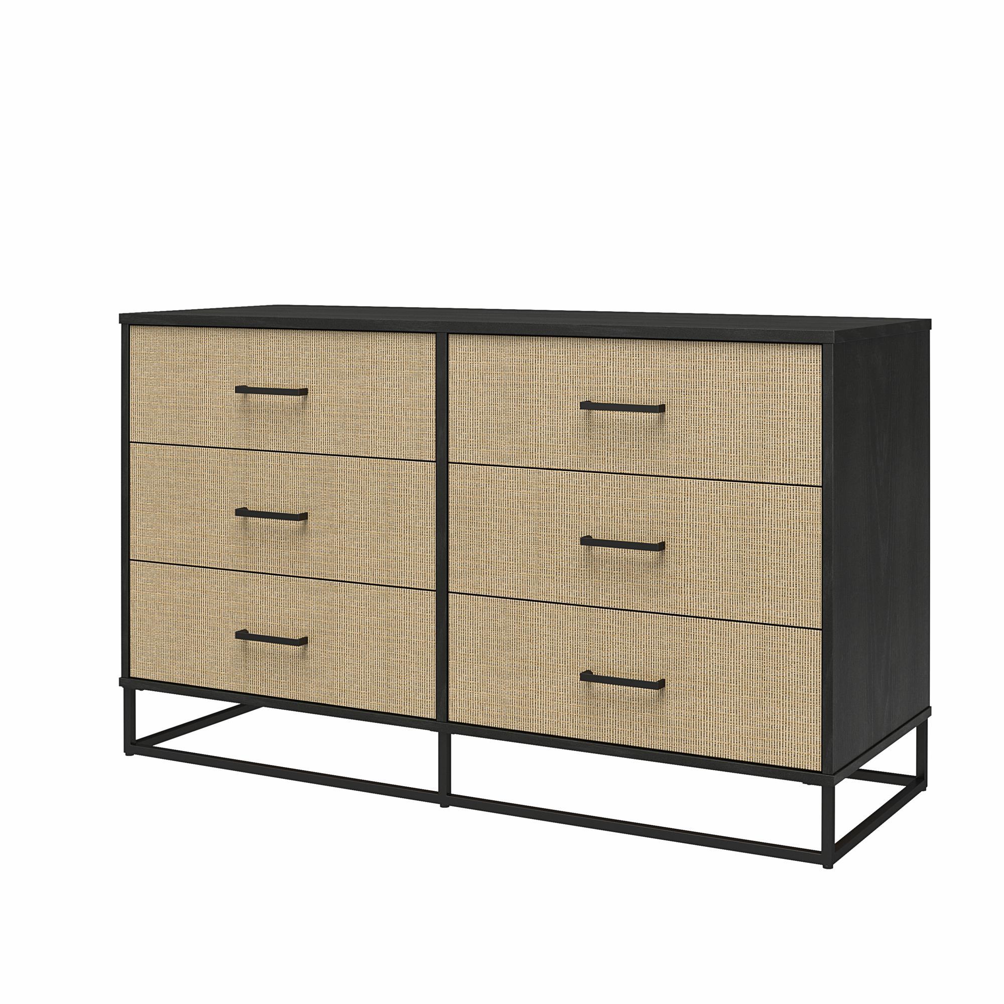 Kelly Faux Rattan 6 Drawer 53.62" W Dresser