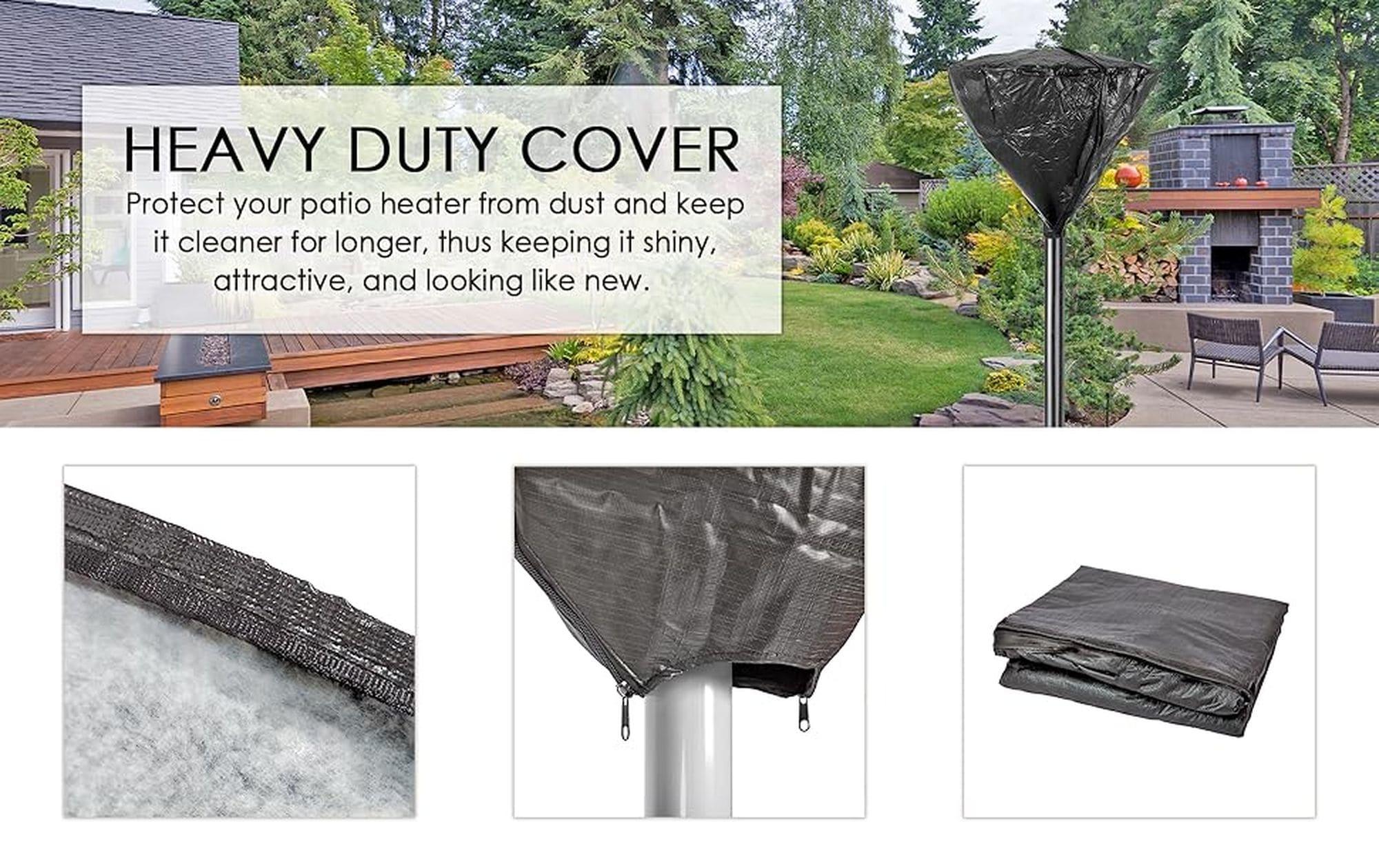 Fire Sense Fire Sense Outdoor Vinyl Head Cover LPG Patio Heaters Heavy Duty 10 Gauge Felt Lined with 32" Reflectors-Black