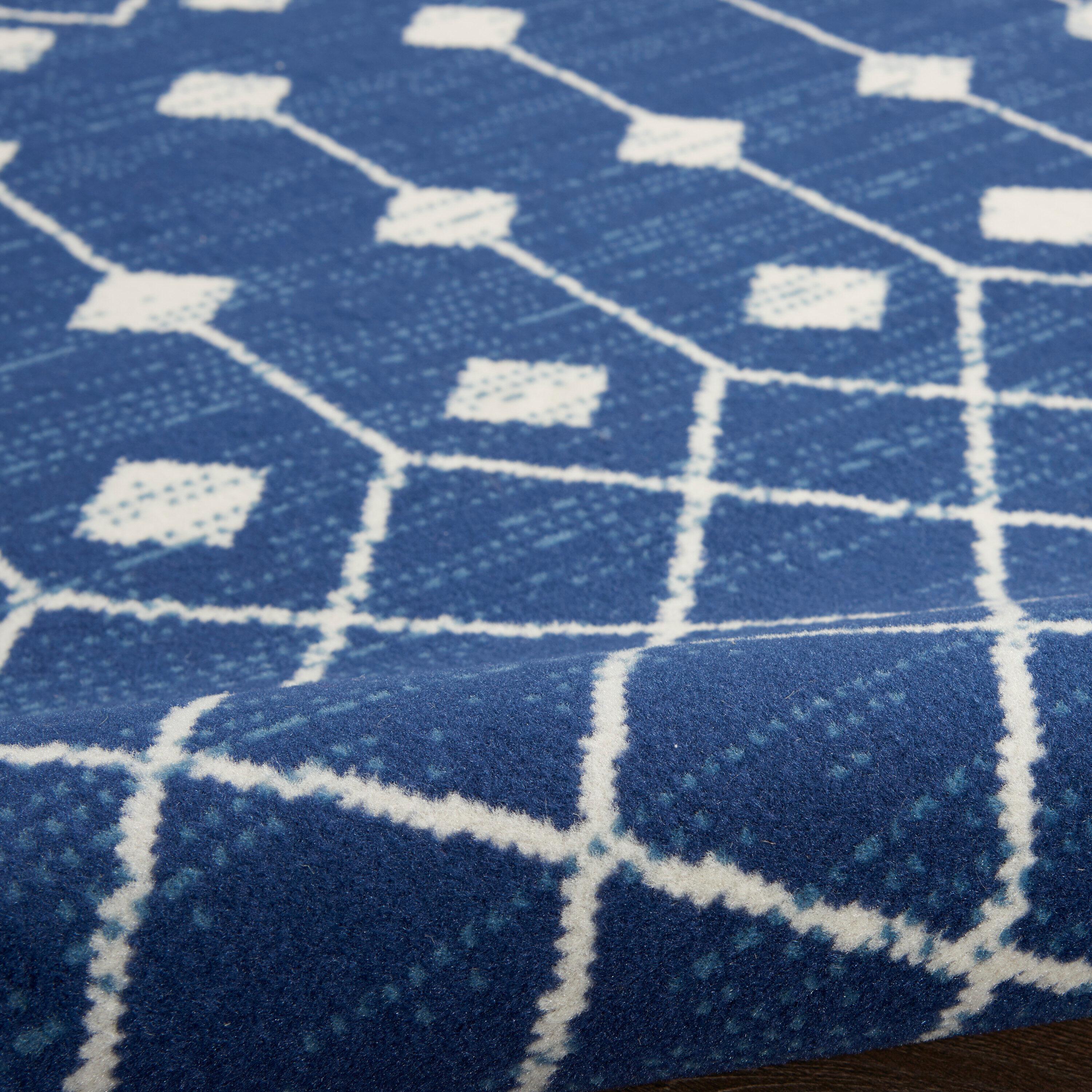 Nourison Grafix GRF37 Navy/White Indoor Area Rug - 5'3 x 7'3