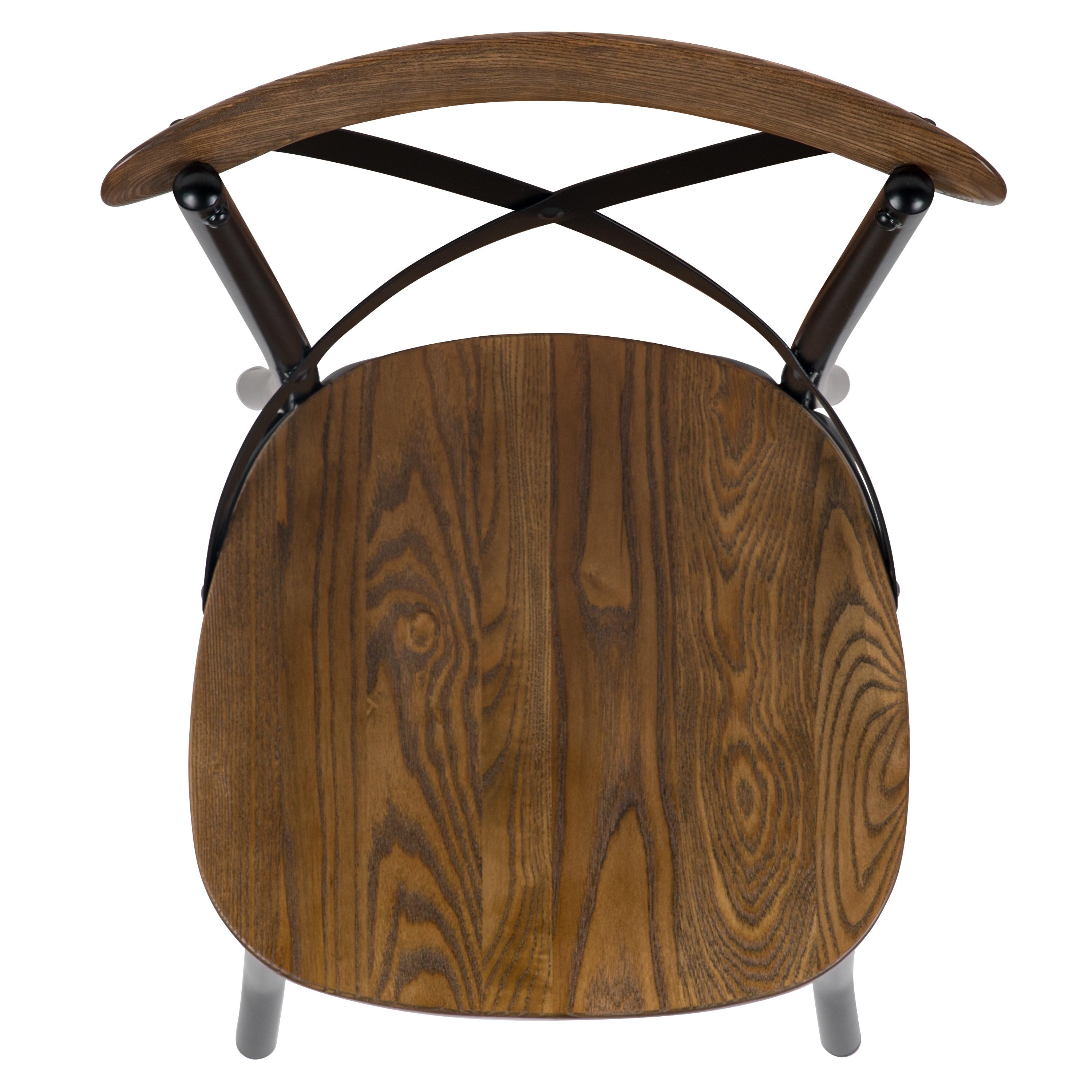 Flash Furniture X-Back Chair with Metal Bracing and Fruitwood Seat