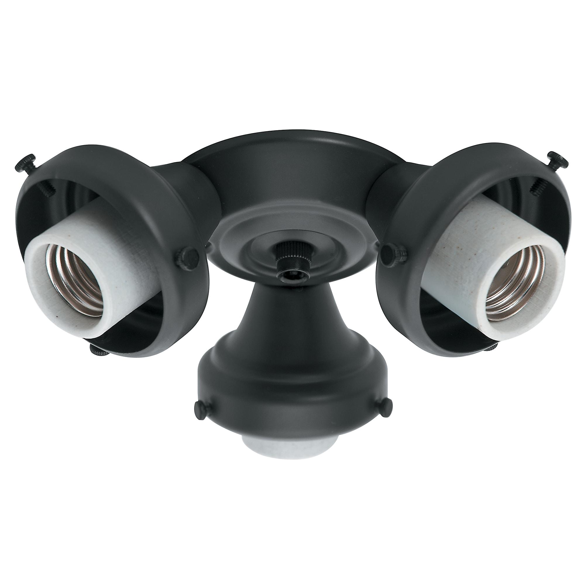 99140-Hunter Fans-Accessory-Three Light Fitter-7.5 Inches Wide by 2.6 Inches High-Black Finish