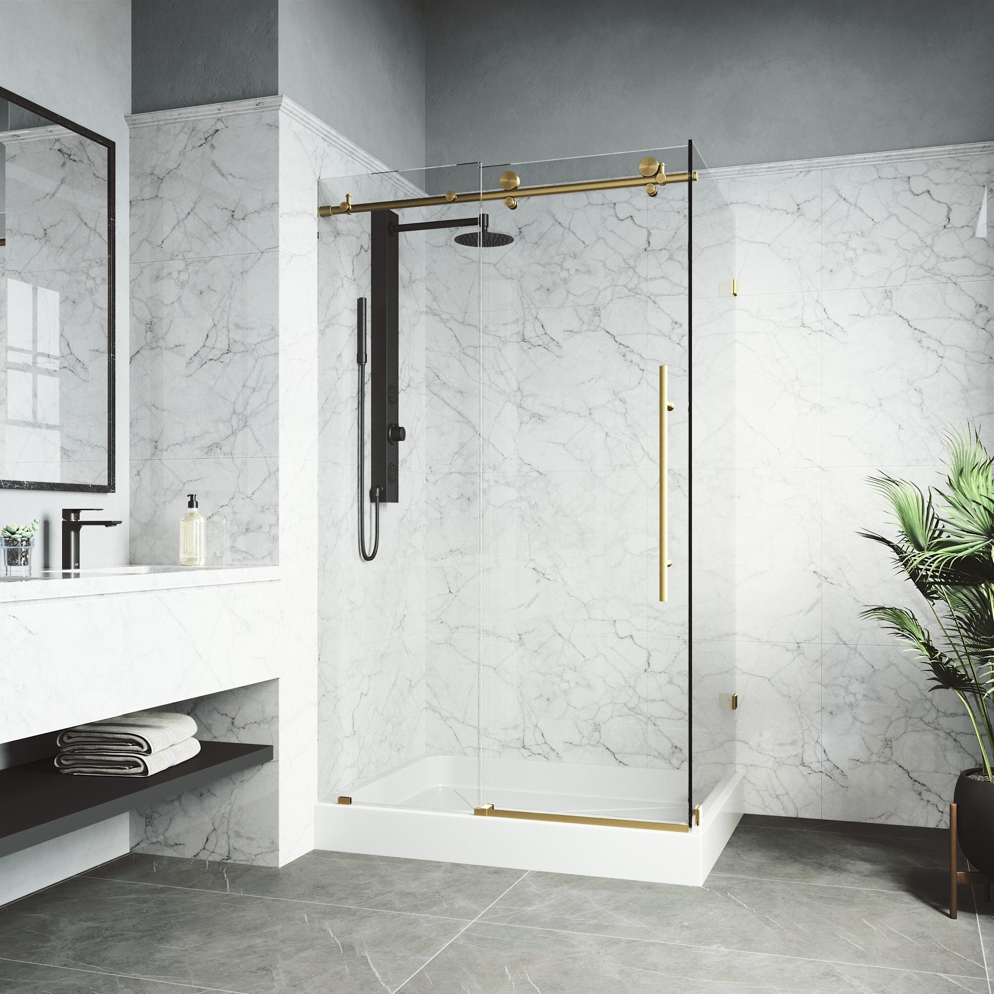 Elan E-class 48" W x 36" D x 82" H Sliding Frameless Shower Enclosure with 3/8" Clear Glass&Base