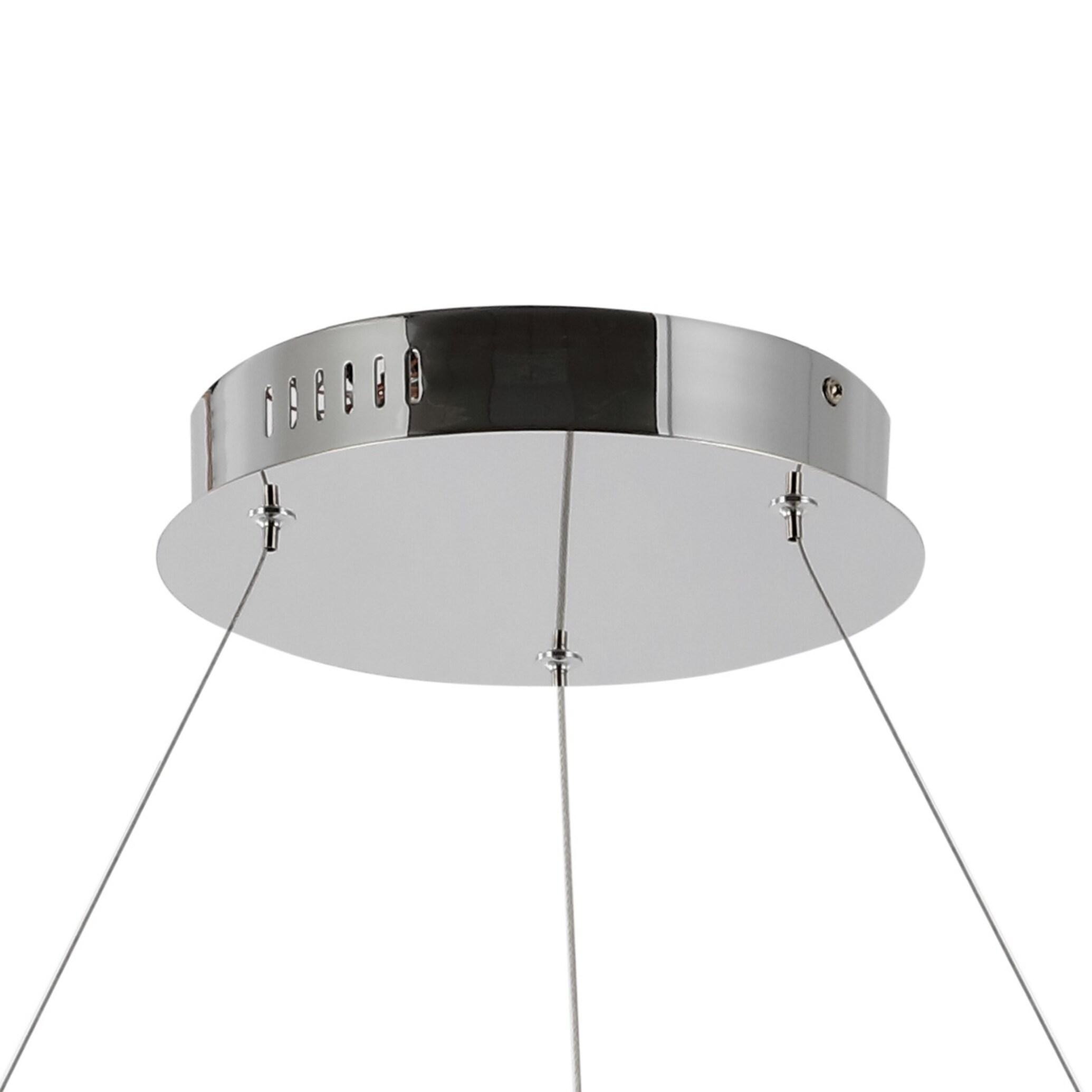 Circulo 34.88" Modern Bohemian Iron Integrated LED Pendant, Chrome