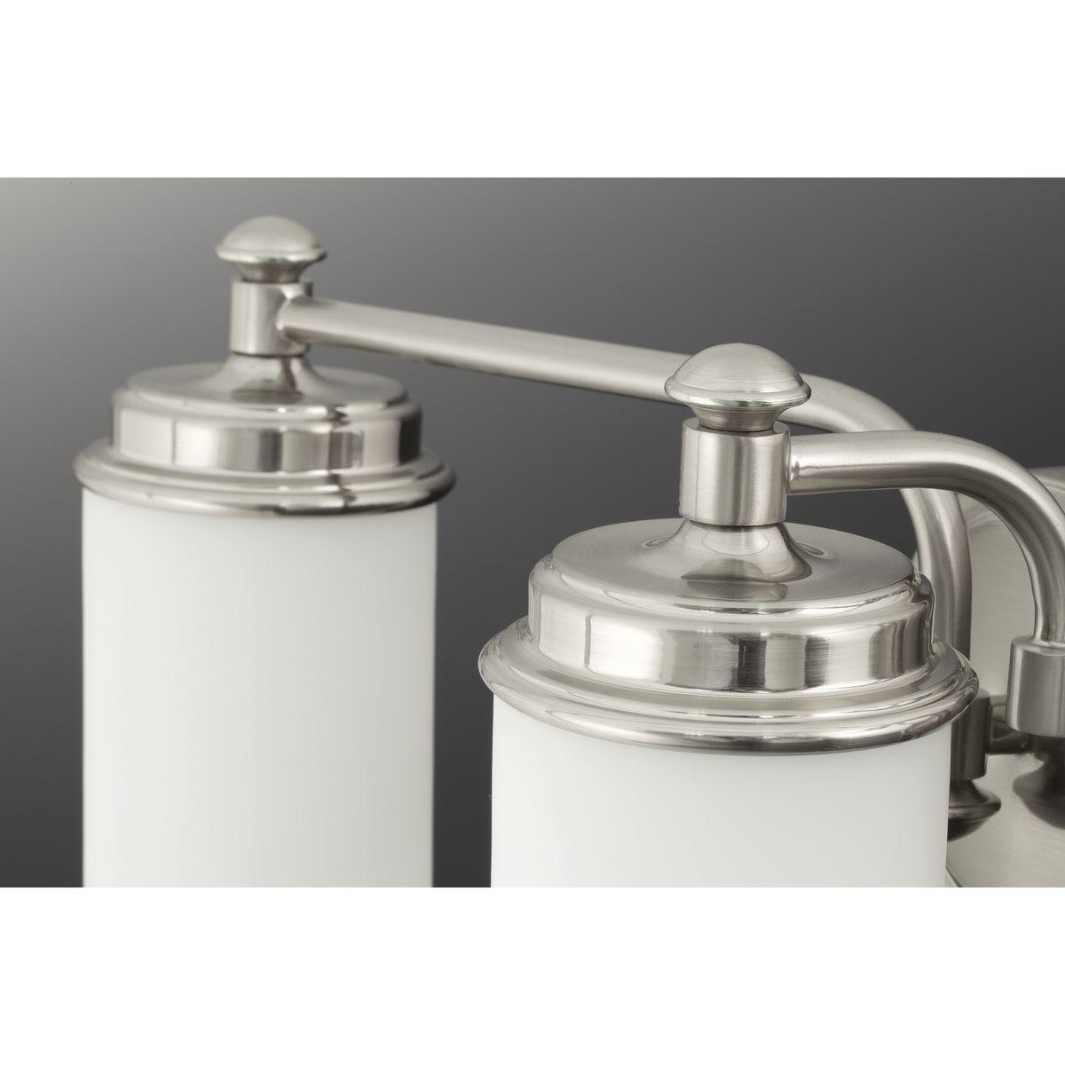 Progress Lighting Glide Collection 2-Light Bath Vanity in Brushed Nickel with Etched Opal Glass Shade