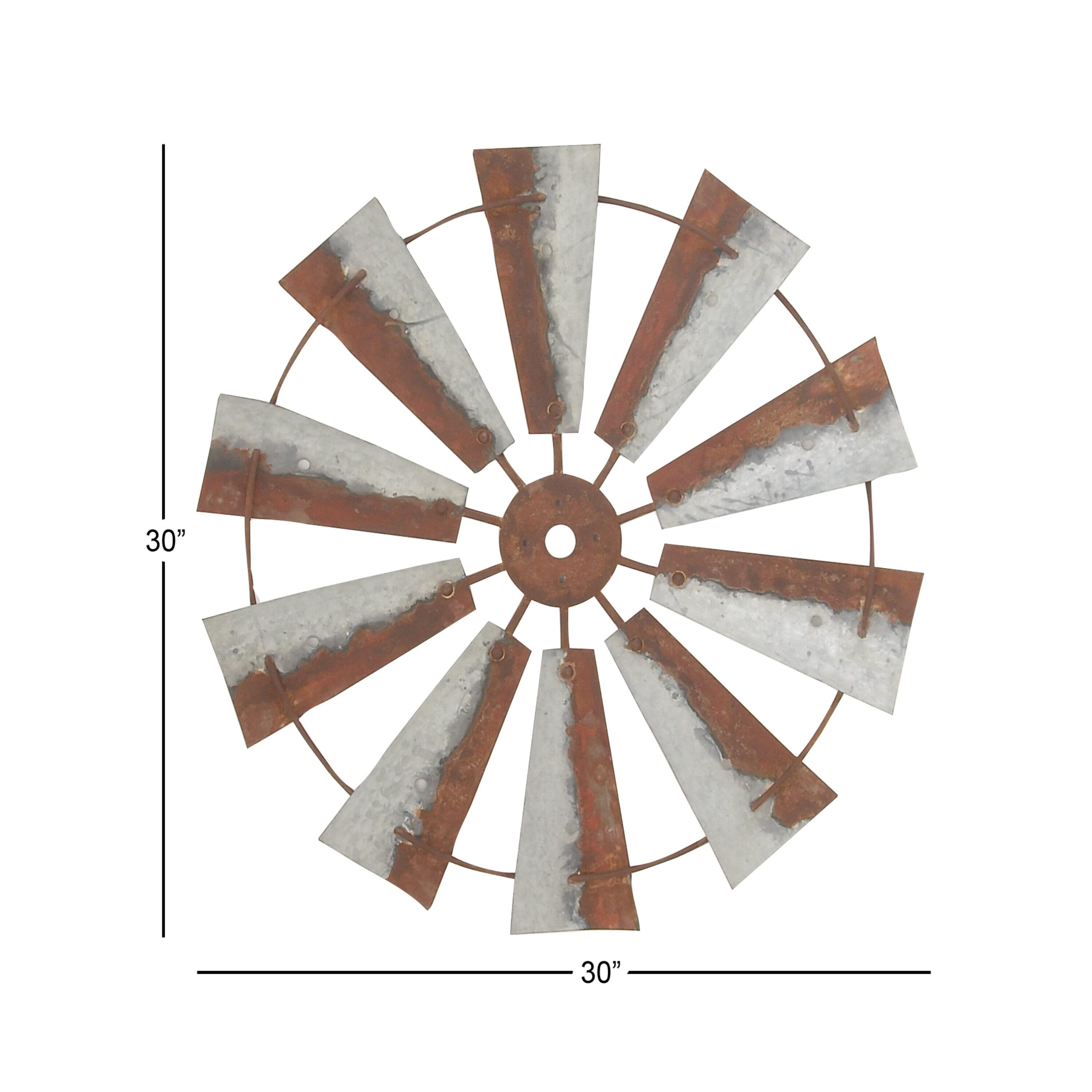 Millwood Pines Metal Indoor Outdoor Windmill Brown Wall Decor