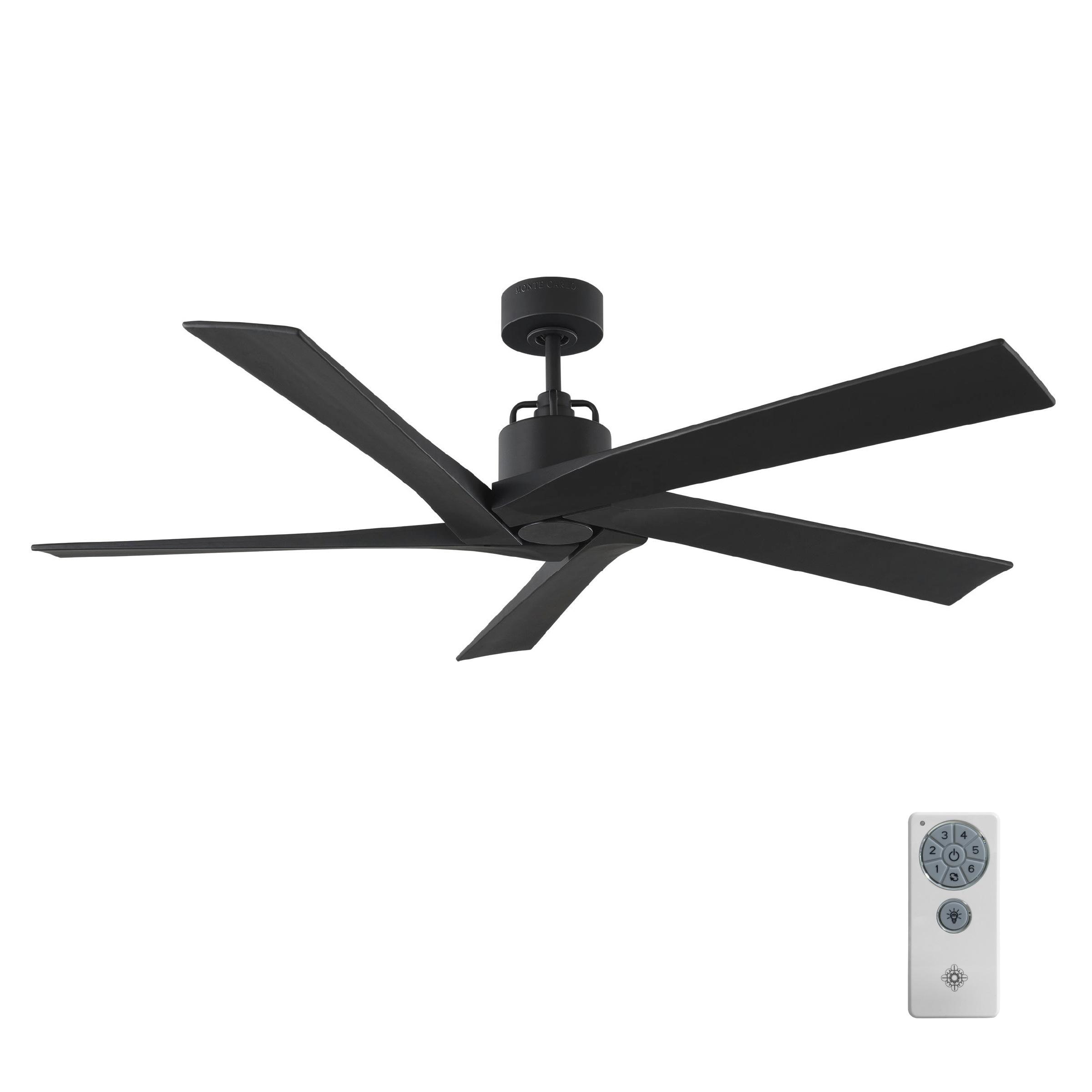 Aspen 56" Midnight Black Metal Ceiling Fan with Remote Control