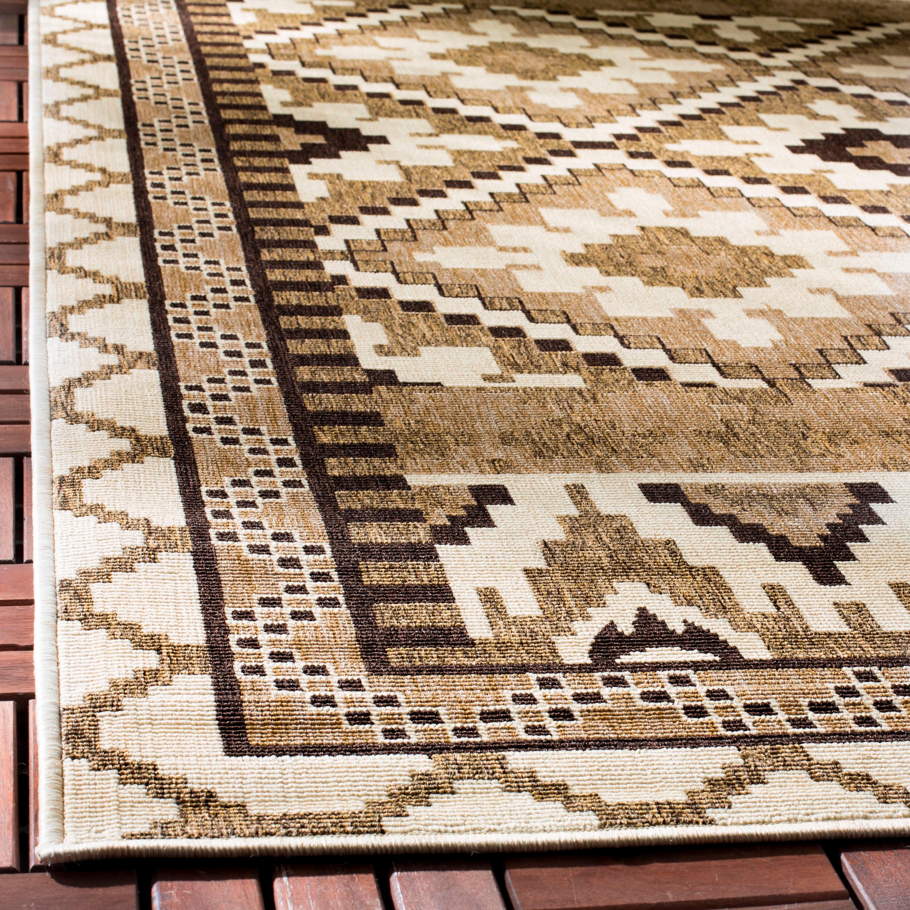 Veranda VER096 Power Loomed Indoor and Outdoor Accent Rug - Creme/Brown - 2'7"x5' - Safavieh.
