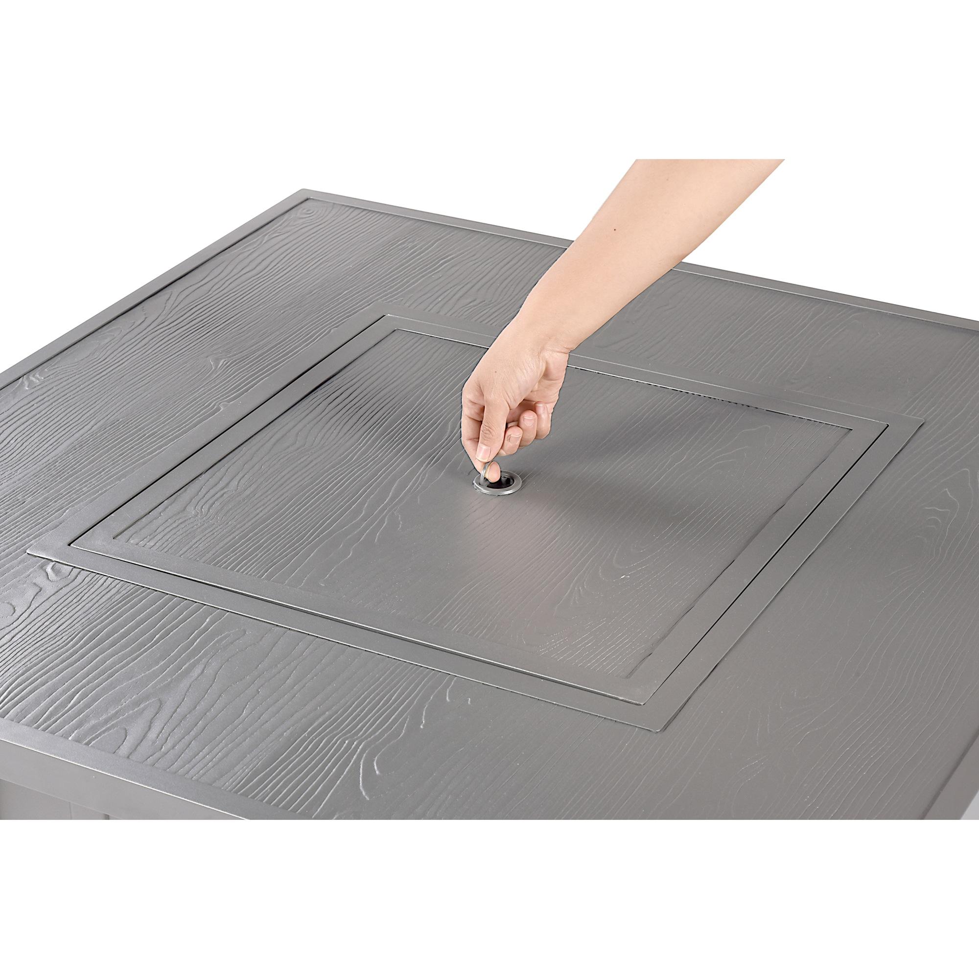 42" Square Aluminum 55000 BTUs Propane  Modern Fire Table with 2 Covers - Gray - Oakland Living