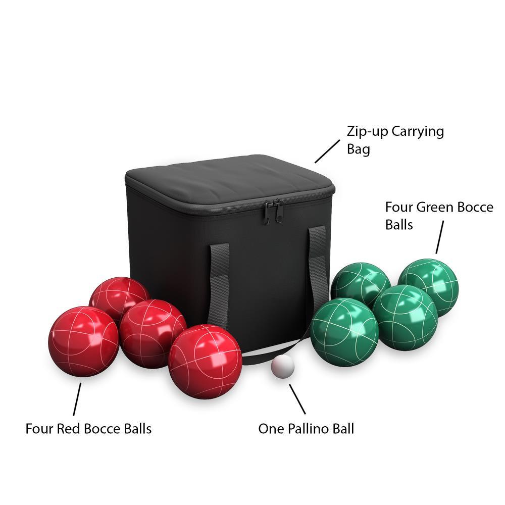 Toy Time Outdoor Bocce Ball Set with Bocce Balls, Pallino and Equipment Carrying Bag - Red/Green