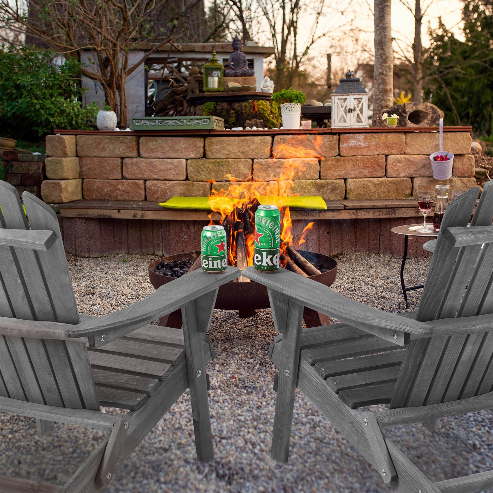 Triple Tree Wood Adirondack Folding Chairs - Set of 2, Gray