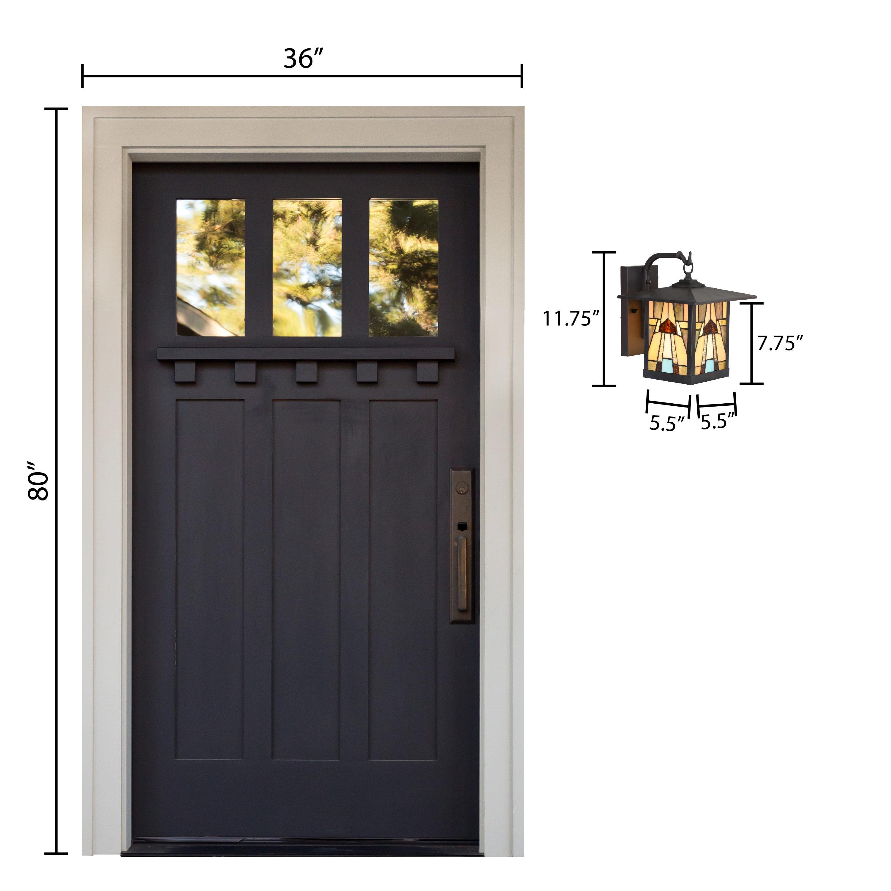 11.75" 1-Light Mona Mission Style Outdoor Wall Lantern Sconce Bronze - River of Goods: Stained Glass, ETL Listed, Weather-Resistant
