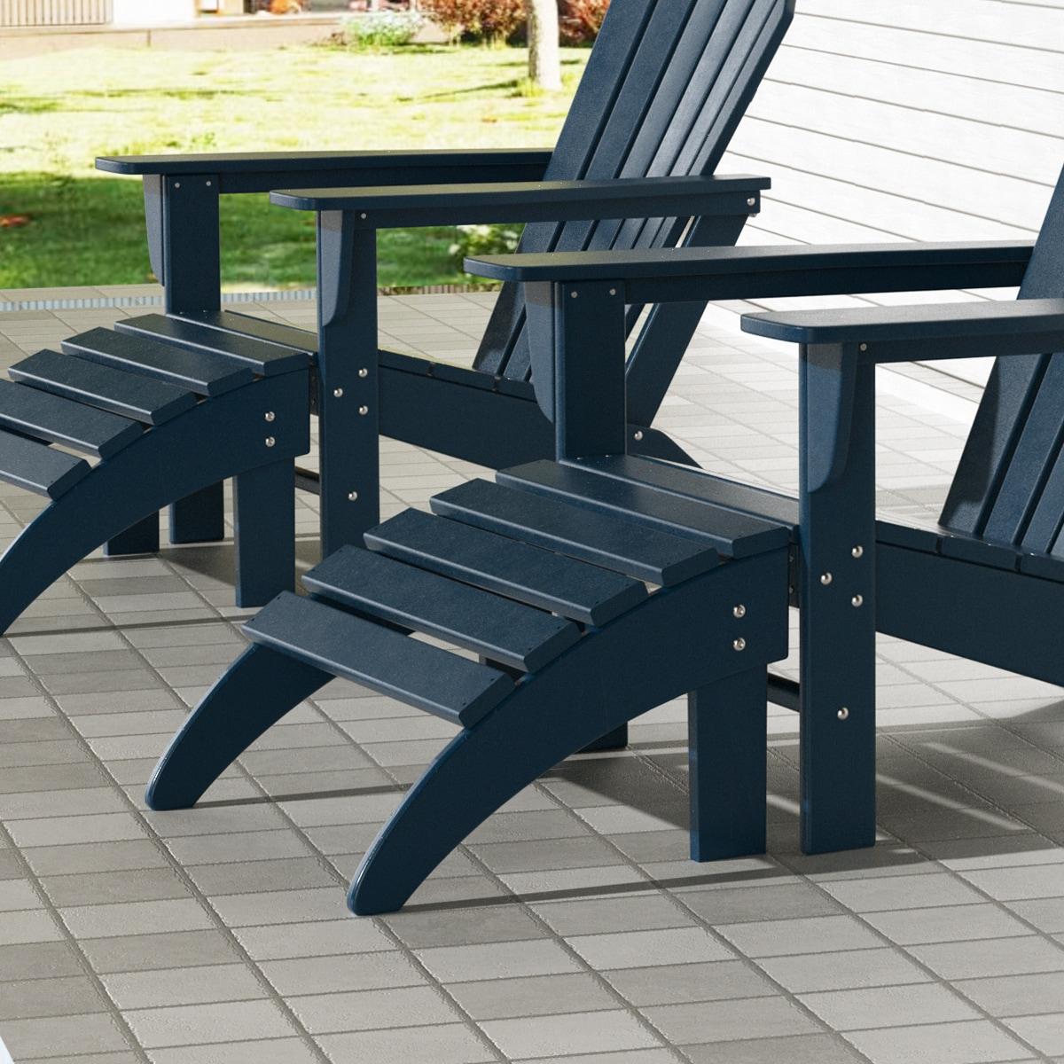 Polytrends  Laguna Hdpe All Weather Outdoor Patio Foldable Ottoman Navy Blue