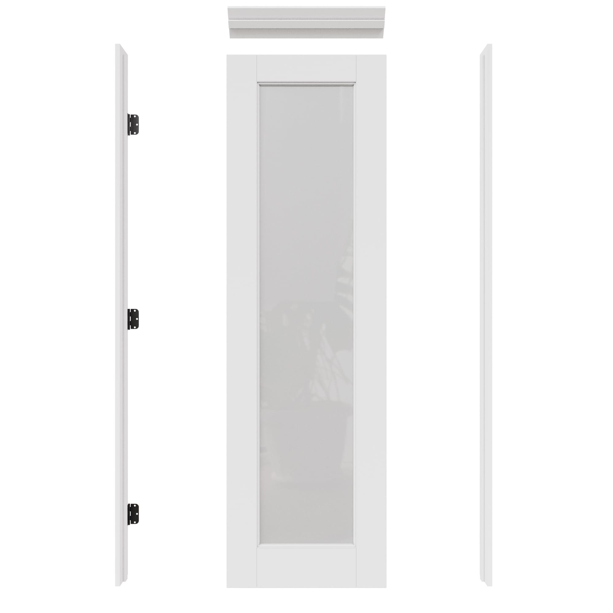 EightDoors 80-in Frosted Glass 1-Lite Wood Painted French Doors