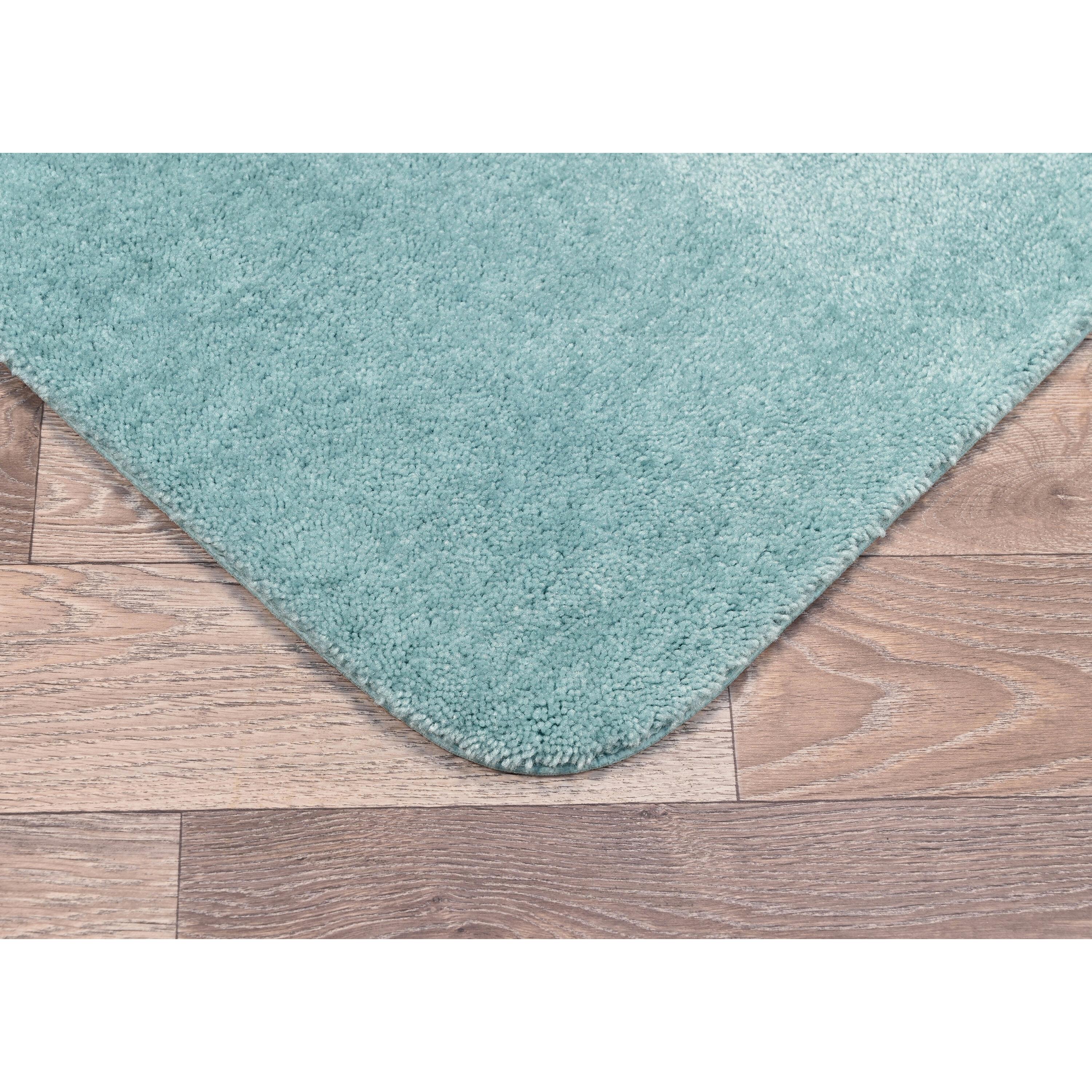 Garland Rug Traditional Washable Bath Rug Set, 2 Piece Set (17"x24" Bath Rug, & 21"x34" Bath Rug) Sea Foam