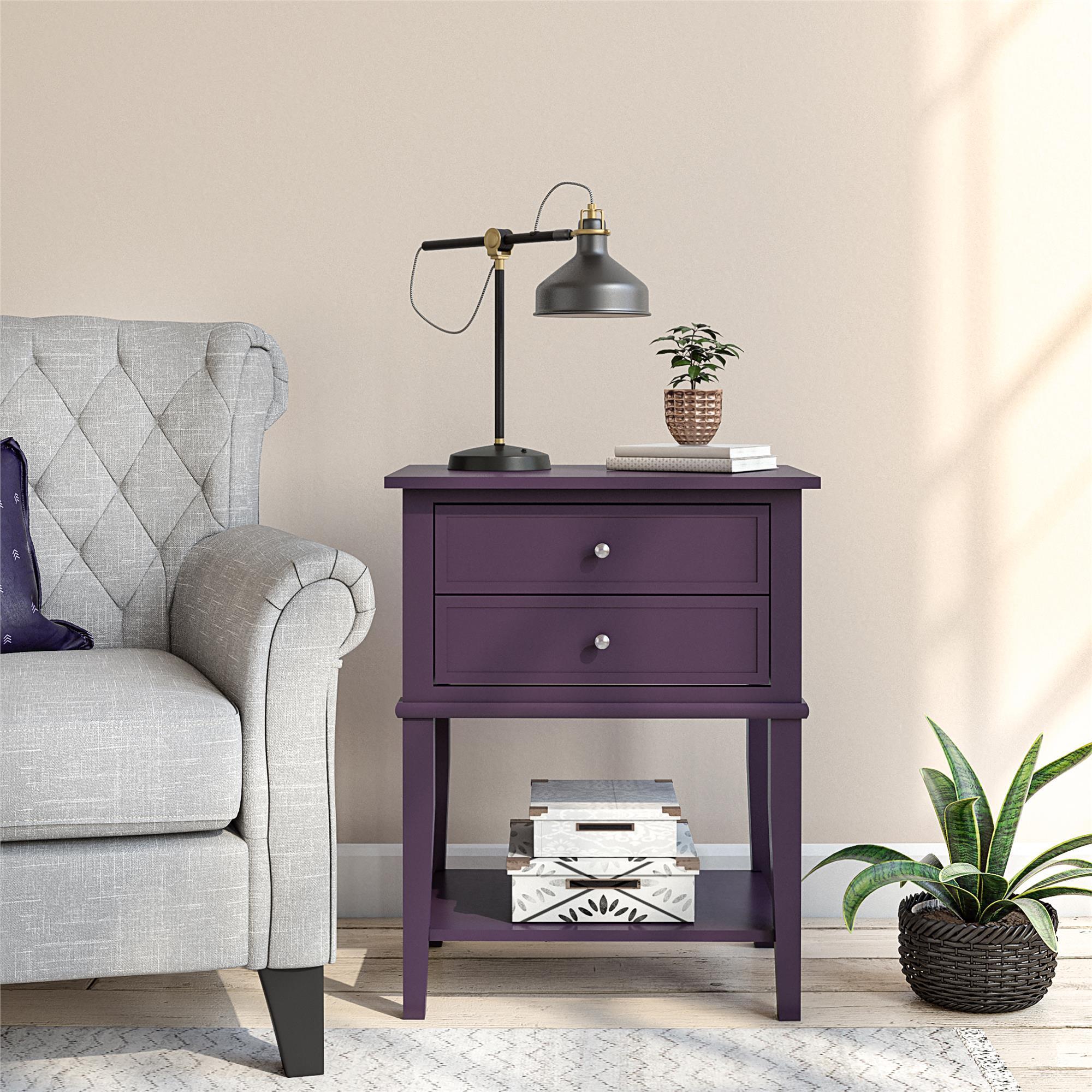 Ameriwood Home Franklin Accent Table with 2 Drawers, Purple