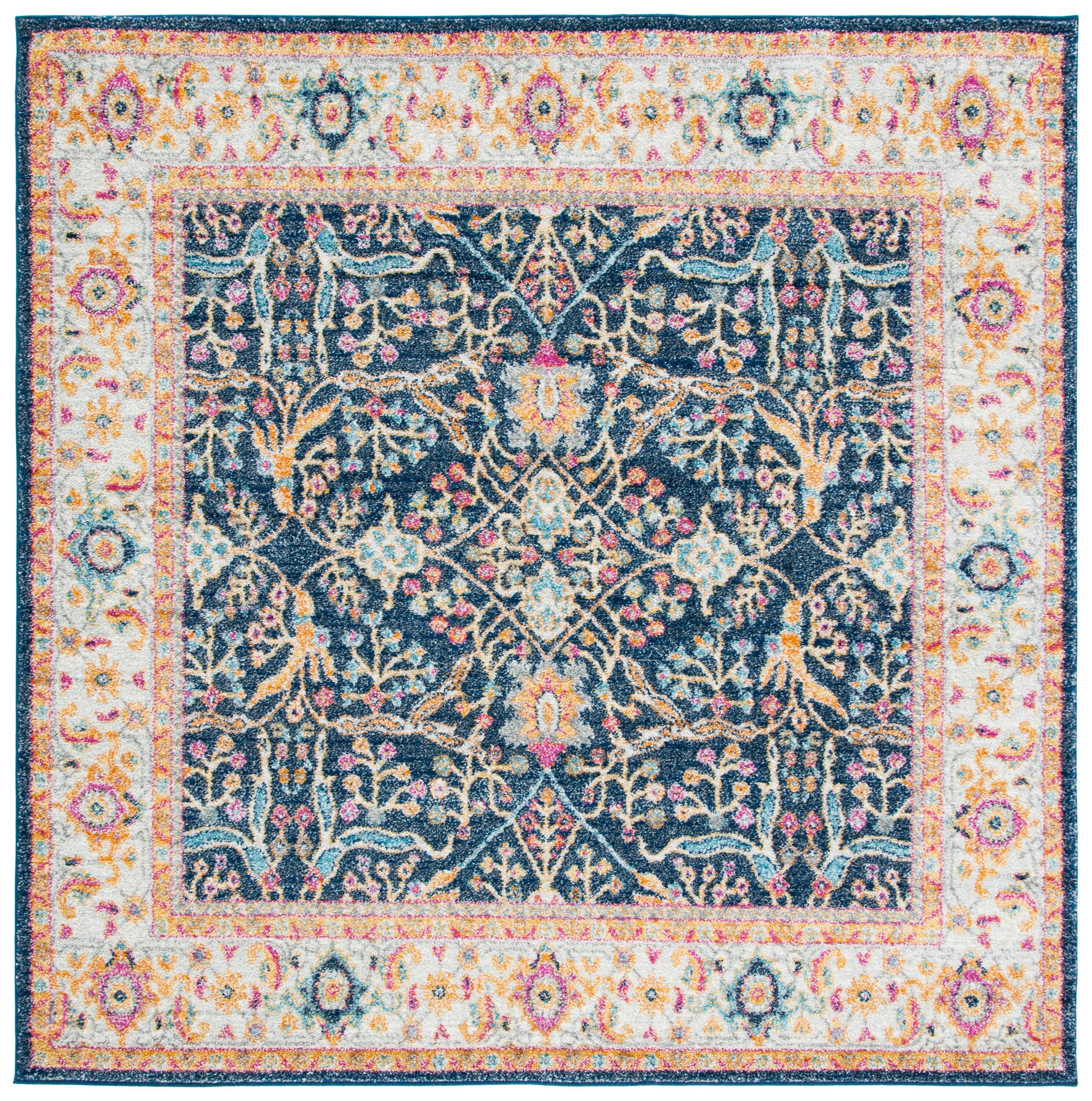 Madison MAD612 Power Loomed Indoor Area Rug - Navy/Creme - 6'7"x6'7" - Safavieh.