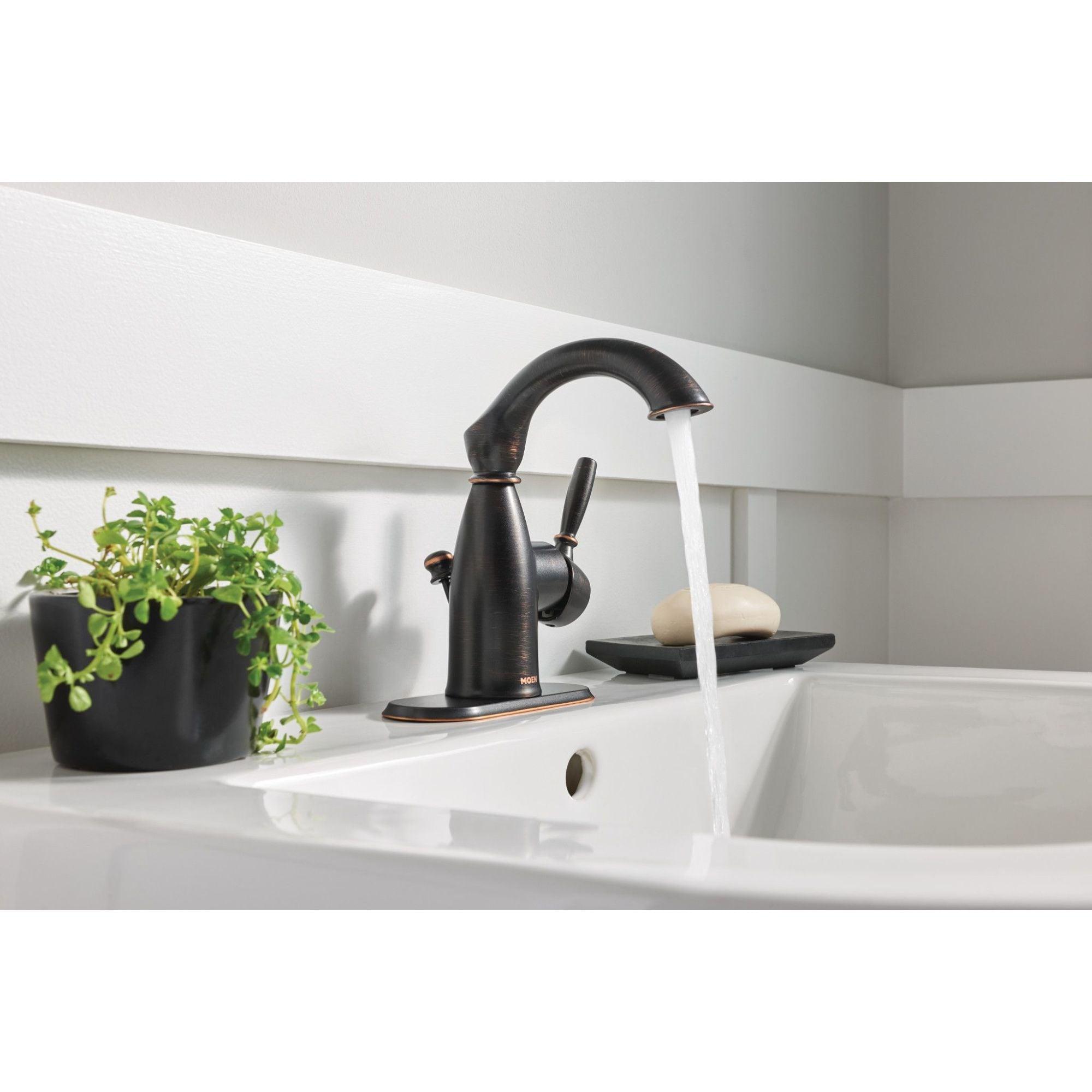 Moen Sarona Single Hole Bathroom Faucet with Drain Assembly and Optional Deckplate