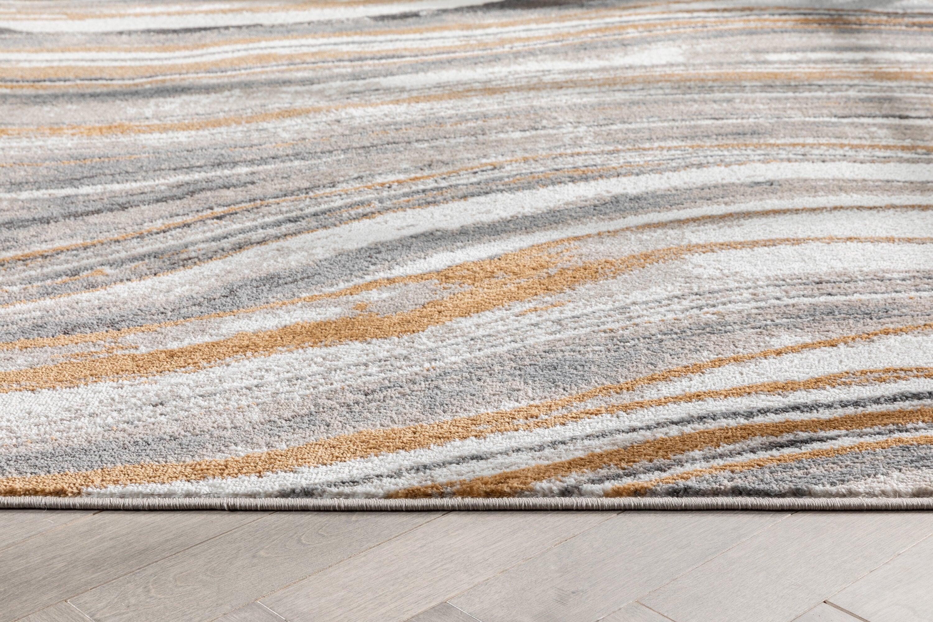 Well Woven Devin Grey Golden Rust Abstract Geometric Stripes Modern 3'11" x 5'3" Indoor Area Rug