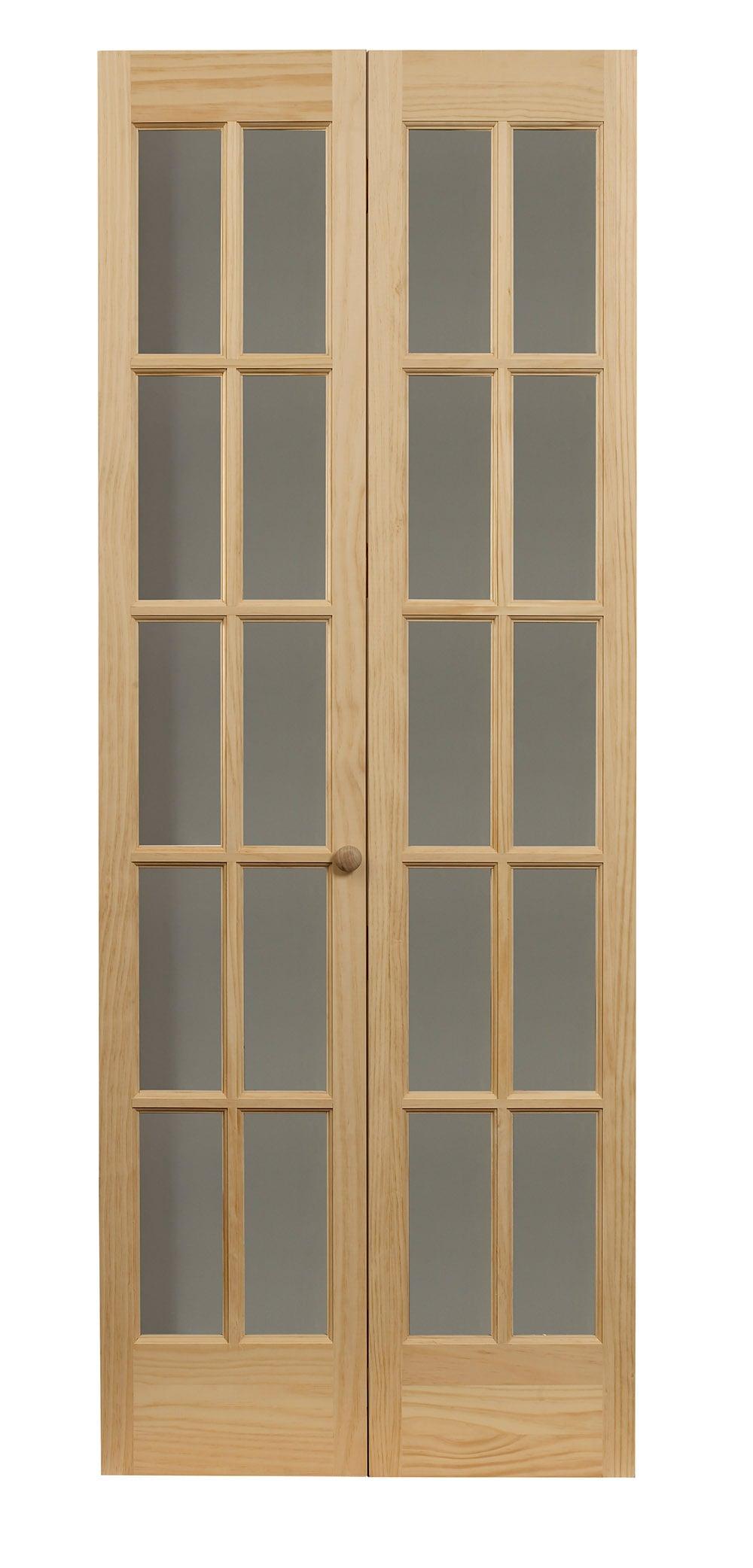 American Wood 852730 36 x 80 in. 10-Lite Traditional Divided Bifold Door, Unfinished Pine
