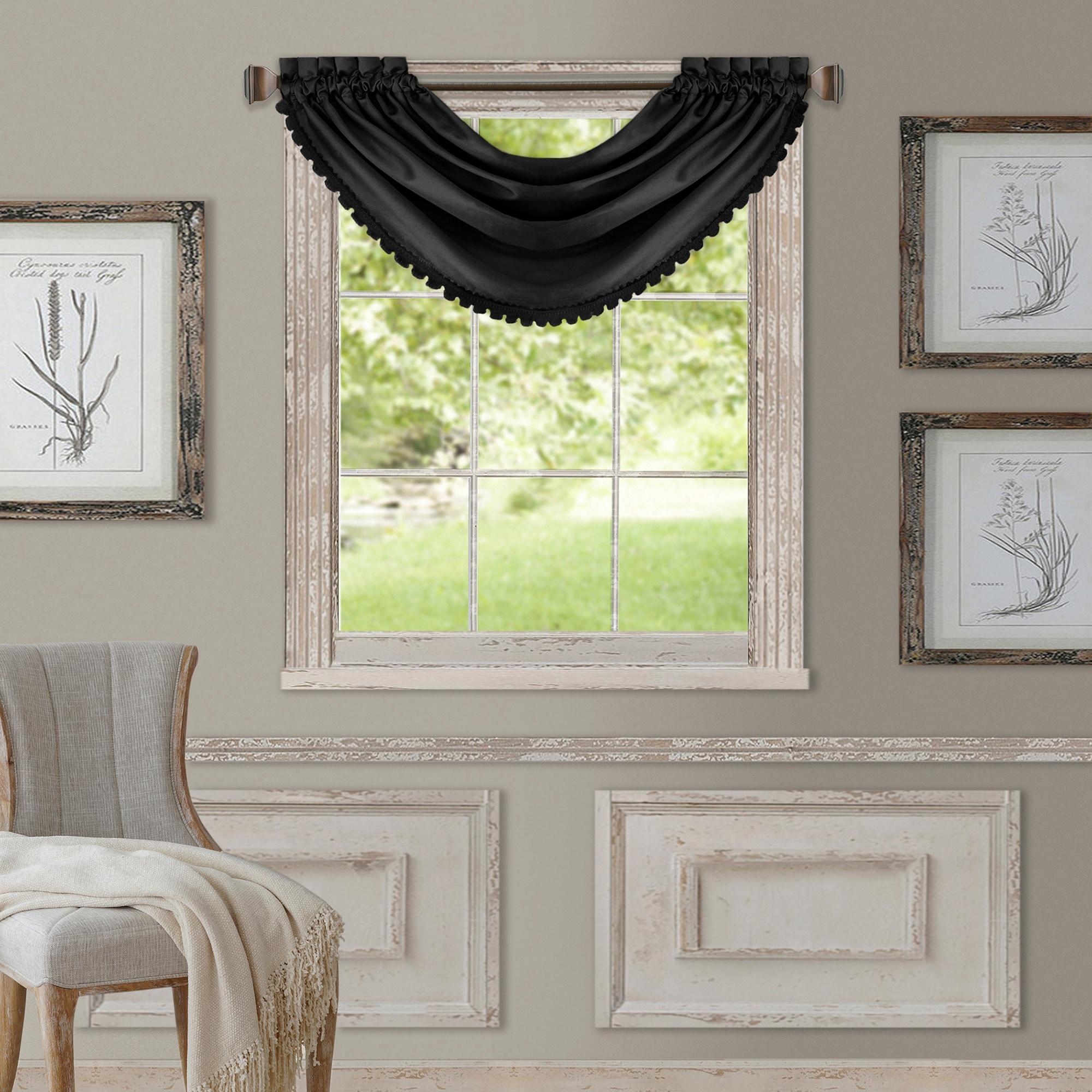 All Seasons Single Waterfall Window Valance - 52" x 36" - Black - Elrene Home Fashions